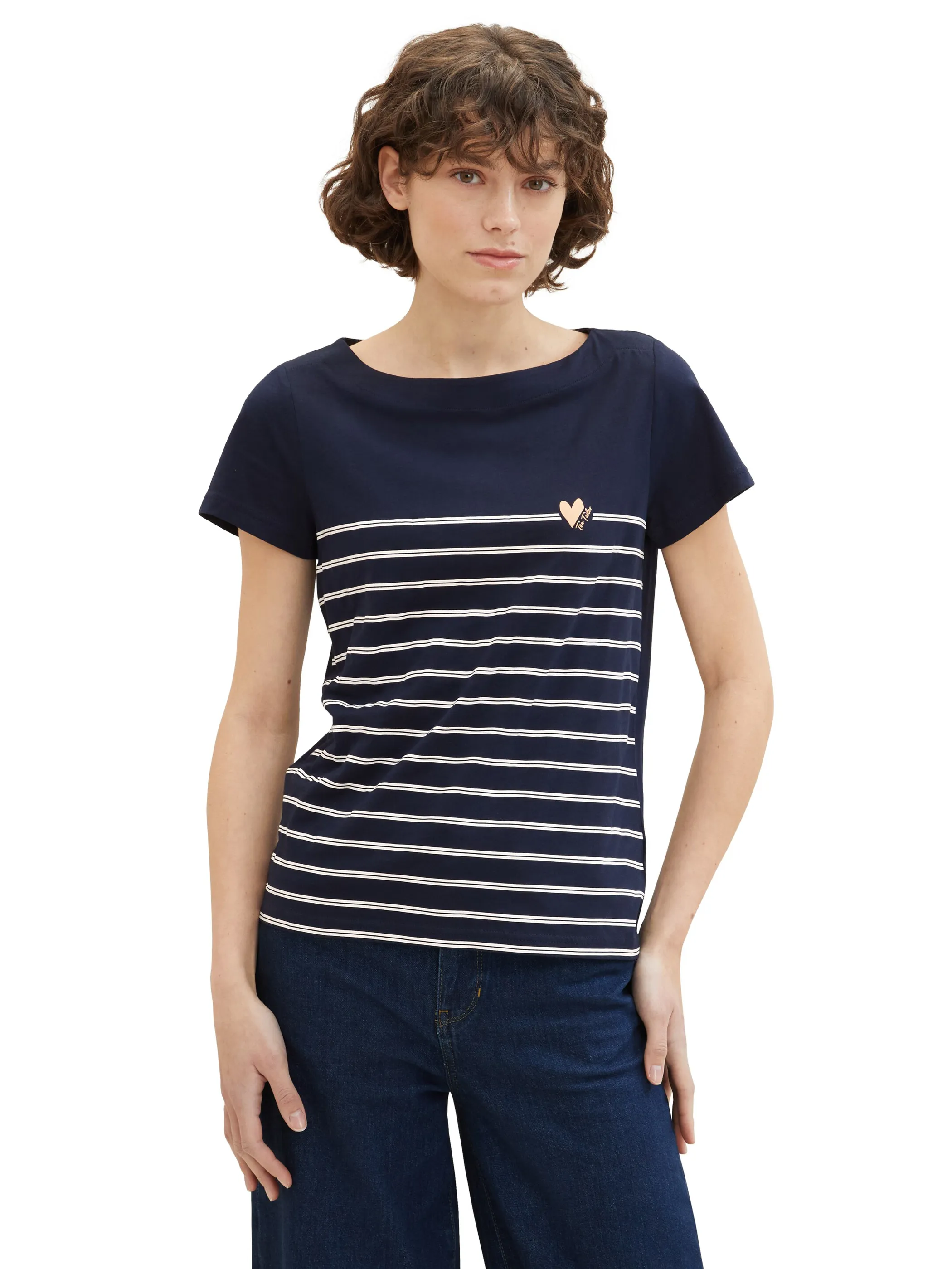 Tom Tailor 1041289 T-shirt boat neck stripe Blau 890606 10668 3