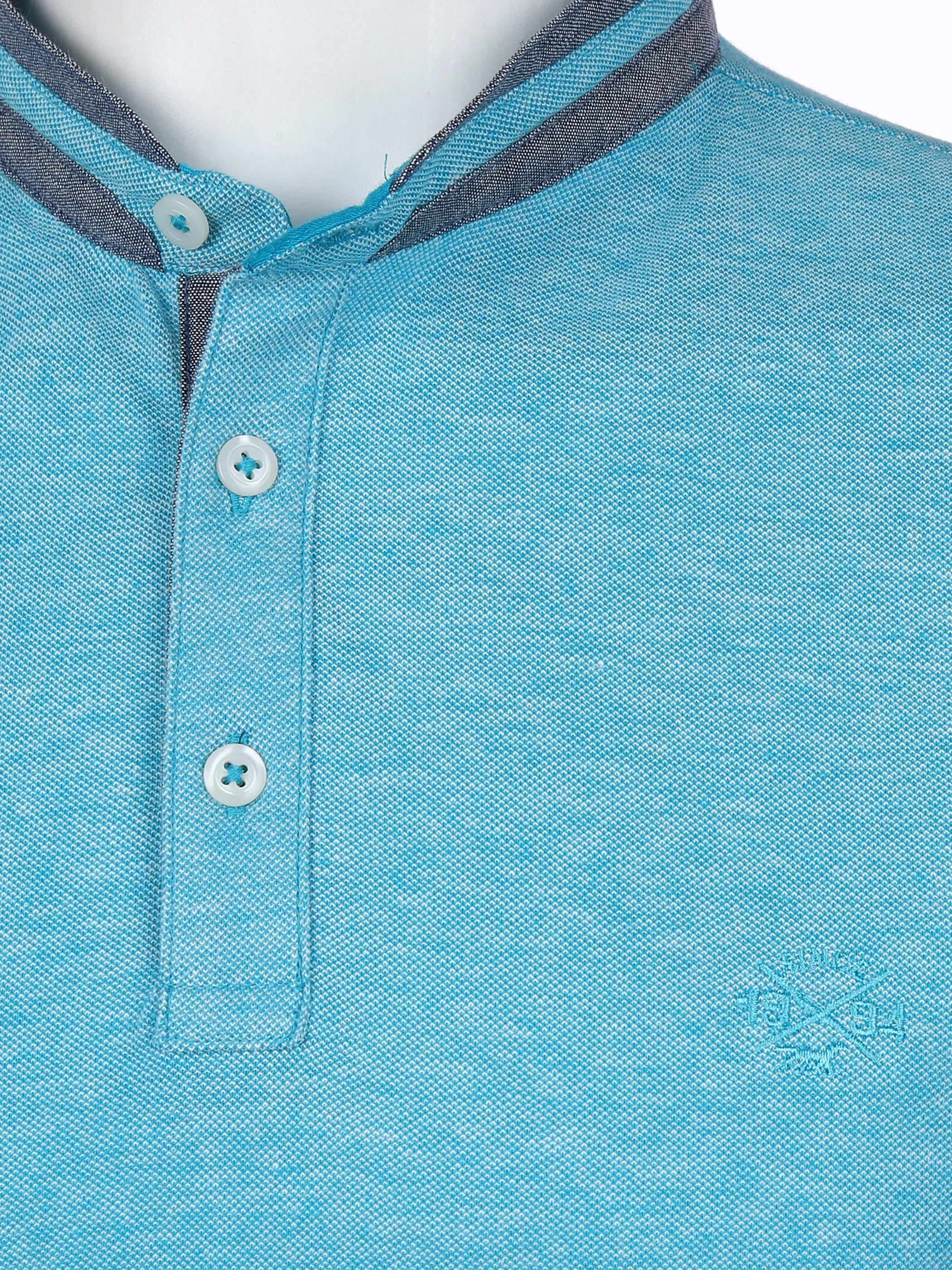 Jim Spencer He. Henleyshirt 1/2 Arm pique Blau 862101 AQUA MEL 3 Jim Spencer He. Henleyshirt 1/2 Arm pique Blau 862101 AQUA MEL 3