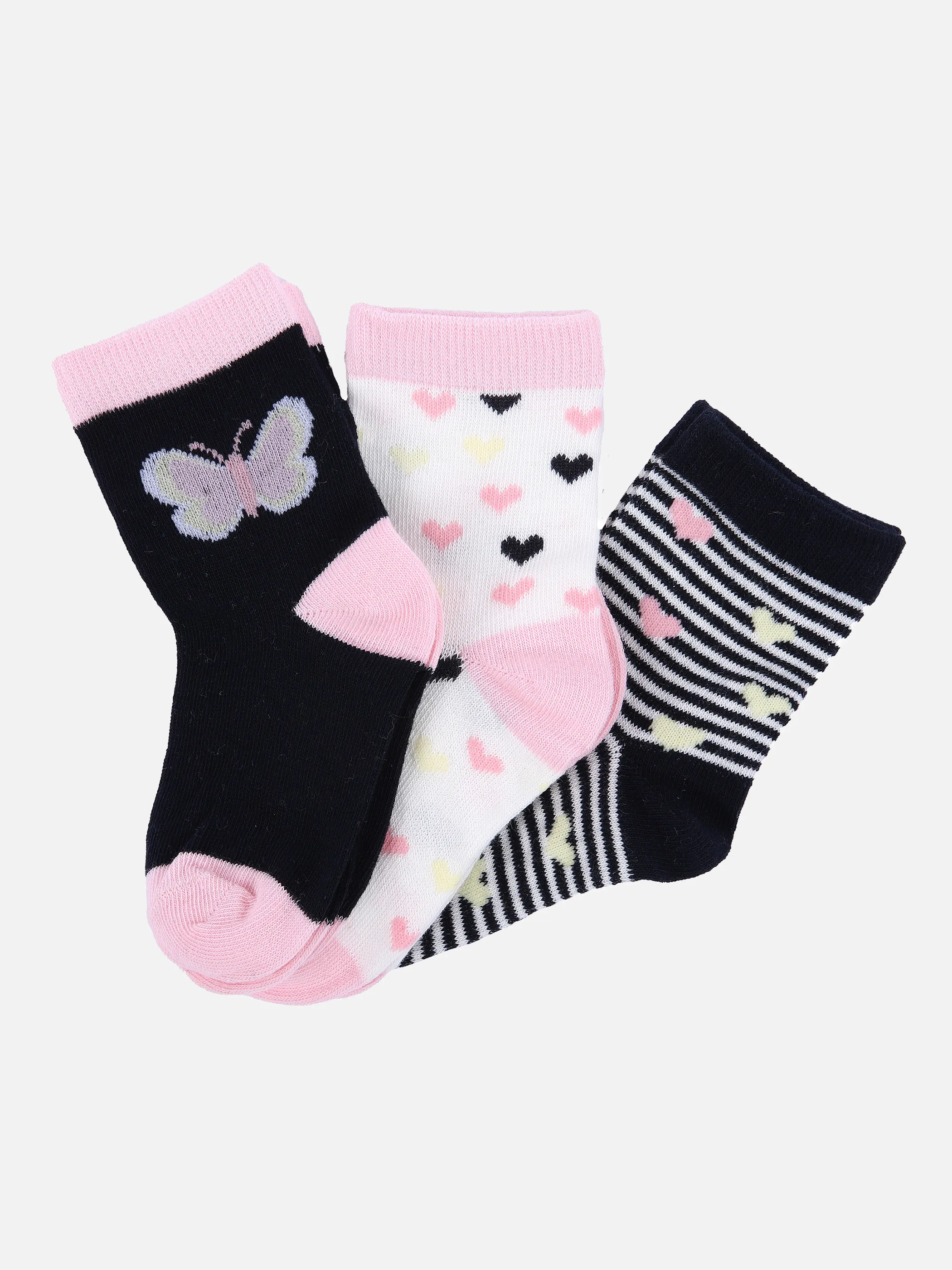 Stop + Go Mini Girls Socken 3er Pack ver Pink 851458 PINK/NAVY 1