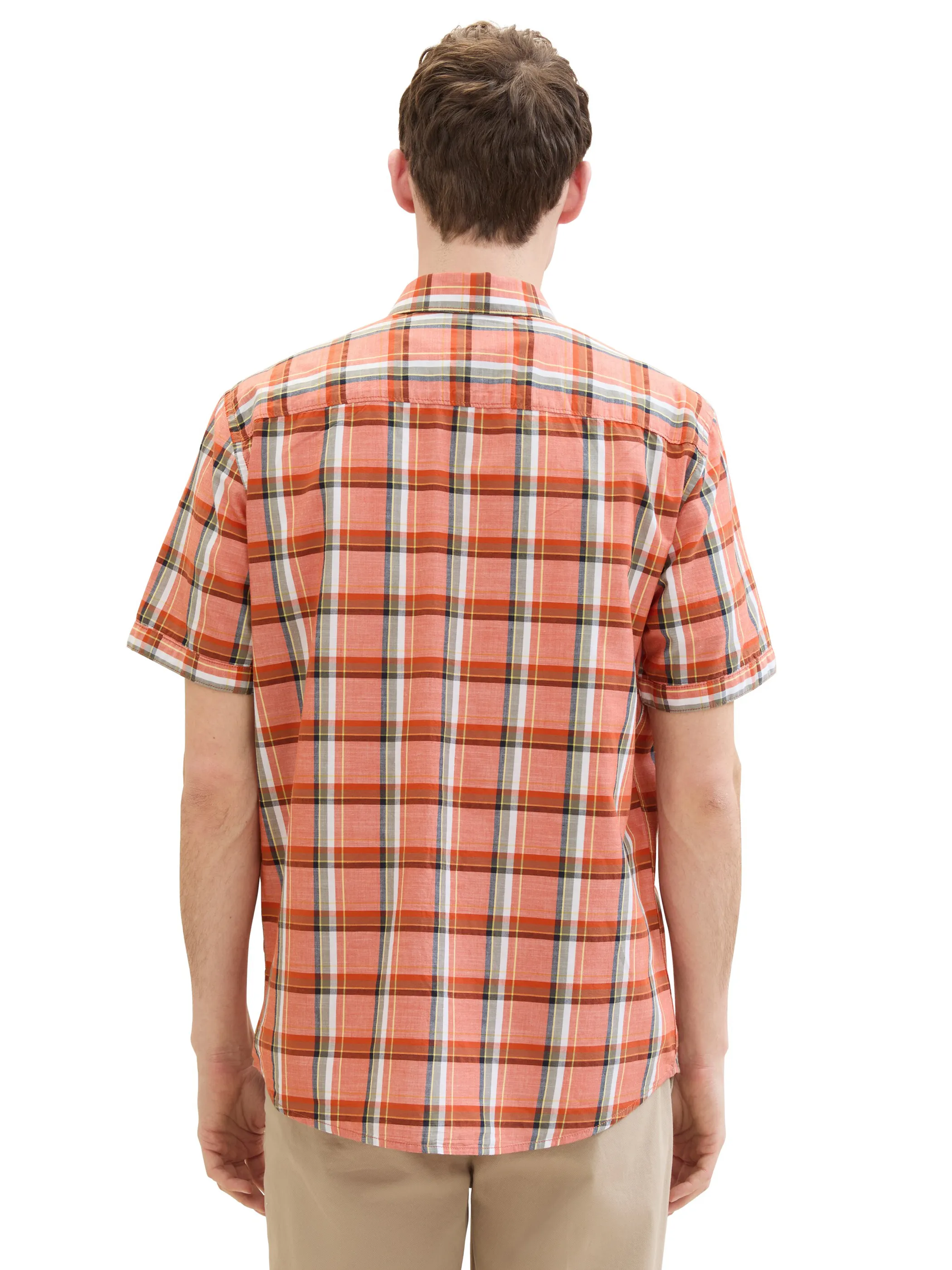 Tom Tailor 1040458 checked slubyarn shirt Orange 895696 35372 2