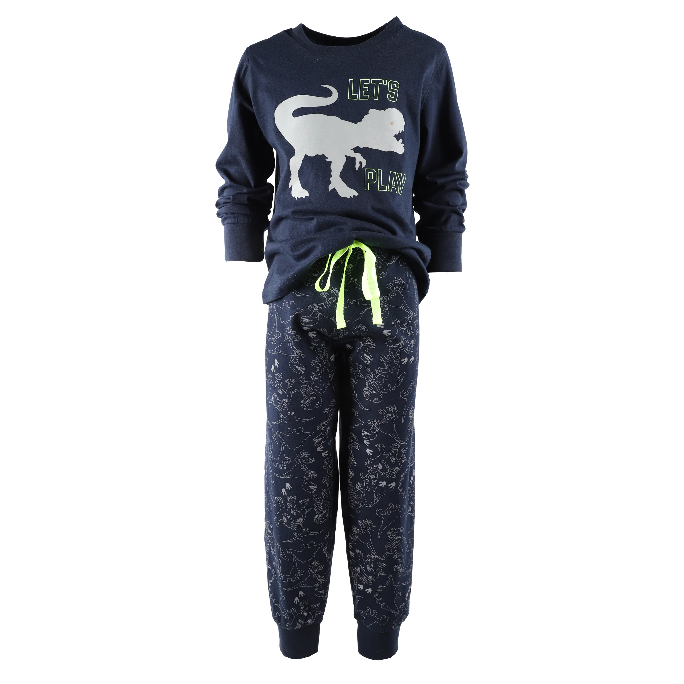 Stop + Go KJ Pyjama Dino lang Hose AOP Blau 881325 NAVY 3