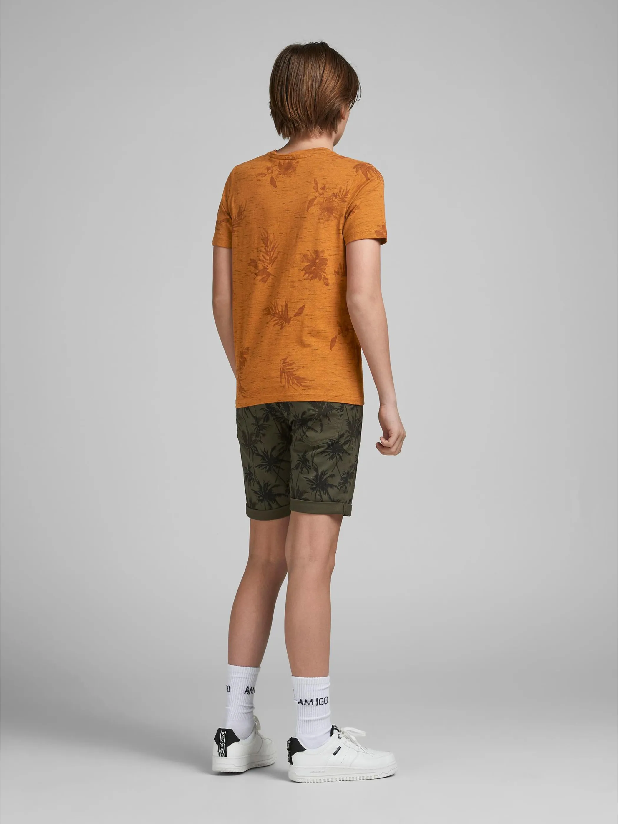 Jack&Jones Junior 12189027 JORCALI AOP TEE SS CR Orange 852256 176785001 4