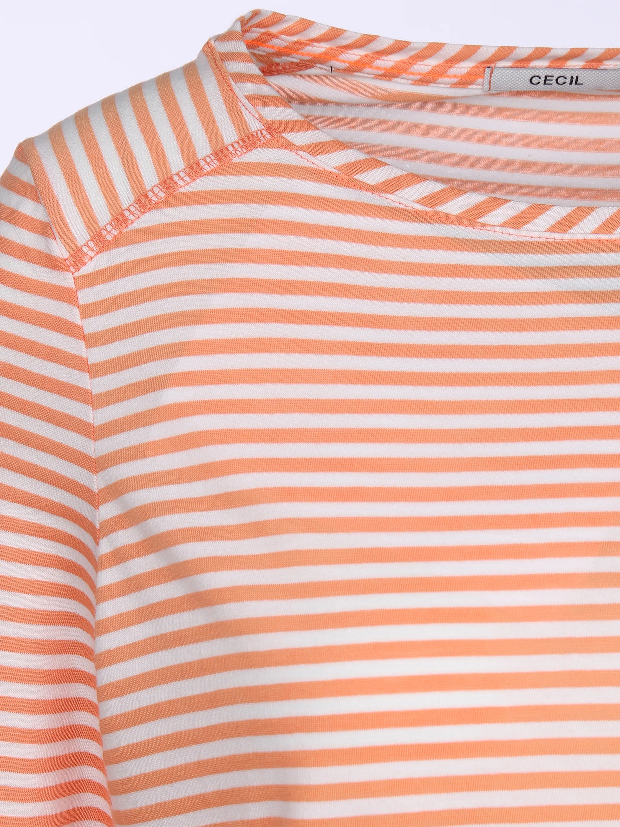 Cecil B317471 NOS Basic Stripe Shirt Orange 865005 23586 3