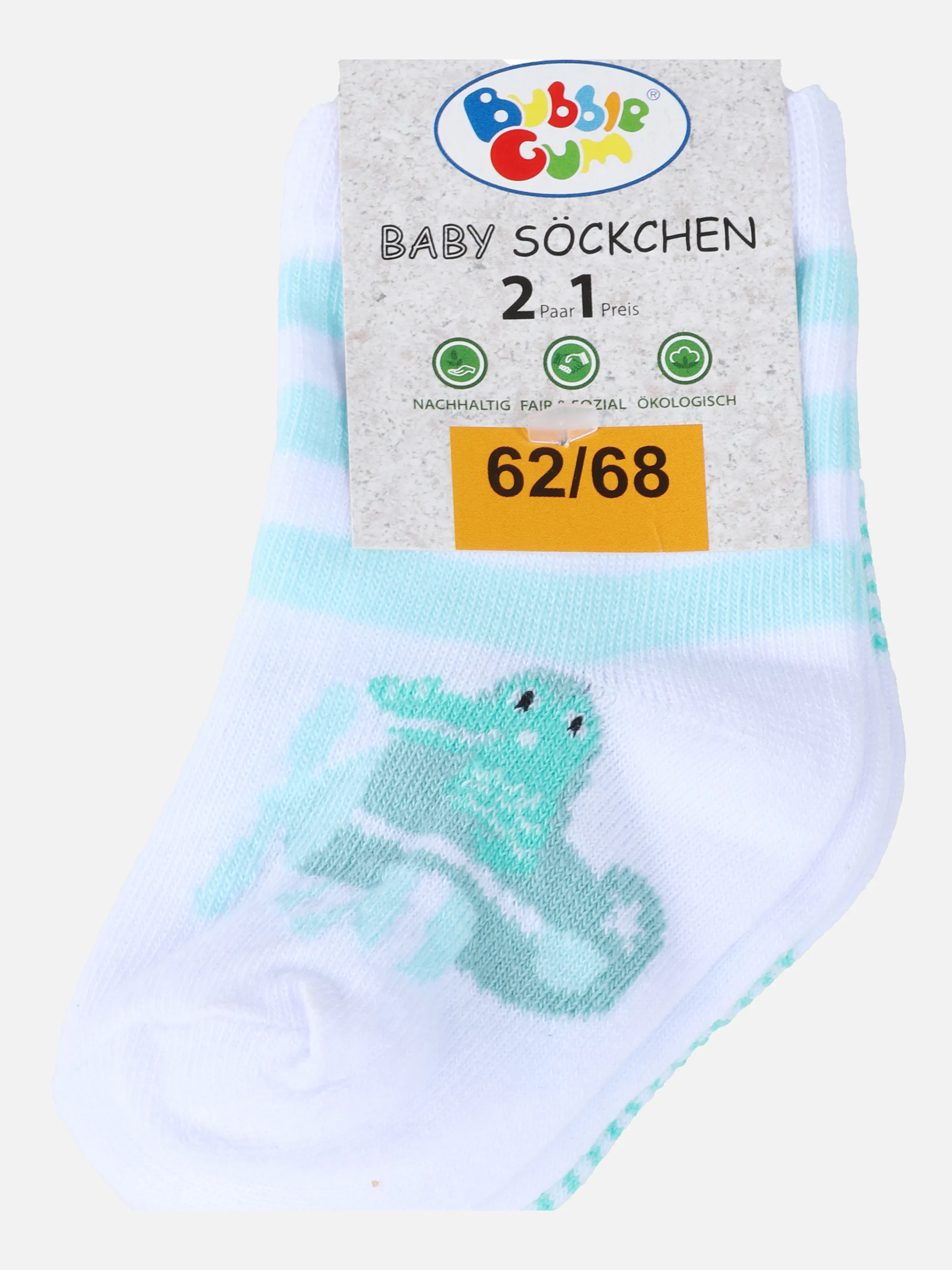 Bubble Gum BB Socken 2er Pack Kroko/Strif Grün 865096 MINT/GRAU 3