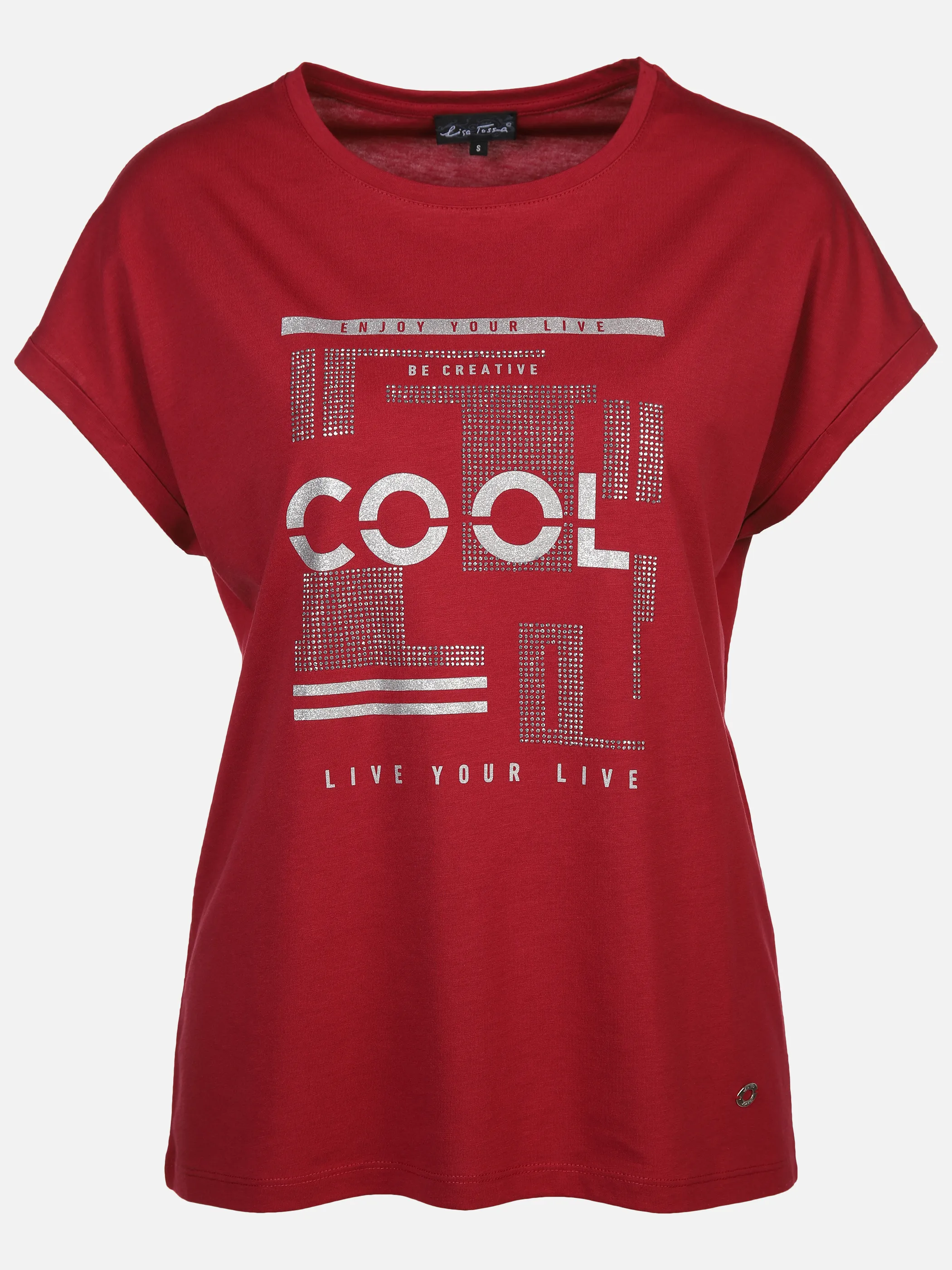 Lisa Tossa Da-T-Shirt aus Materialmix Rot 893239 BAROLO 1