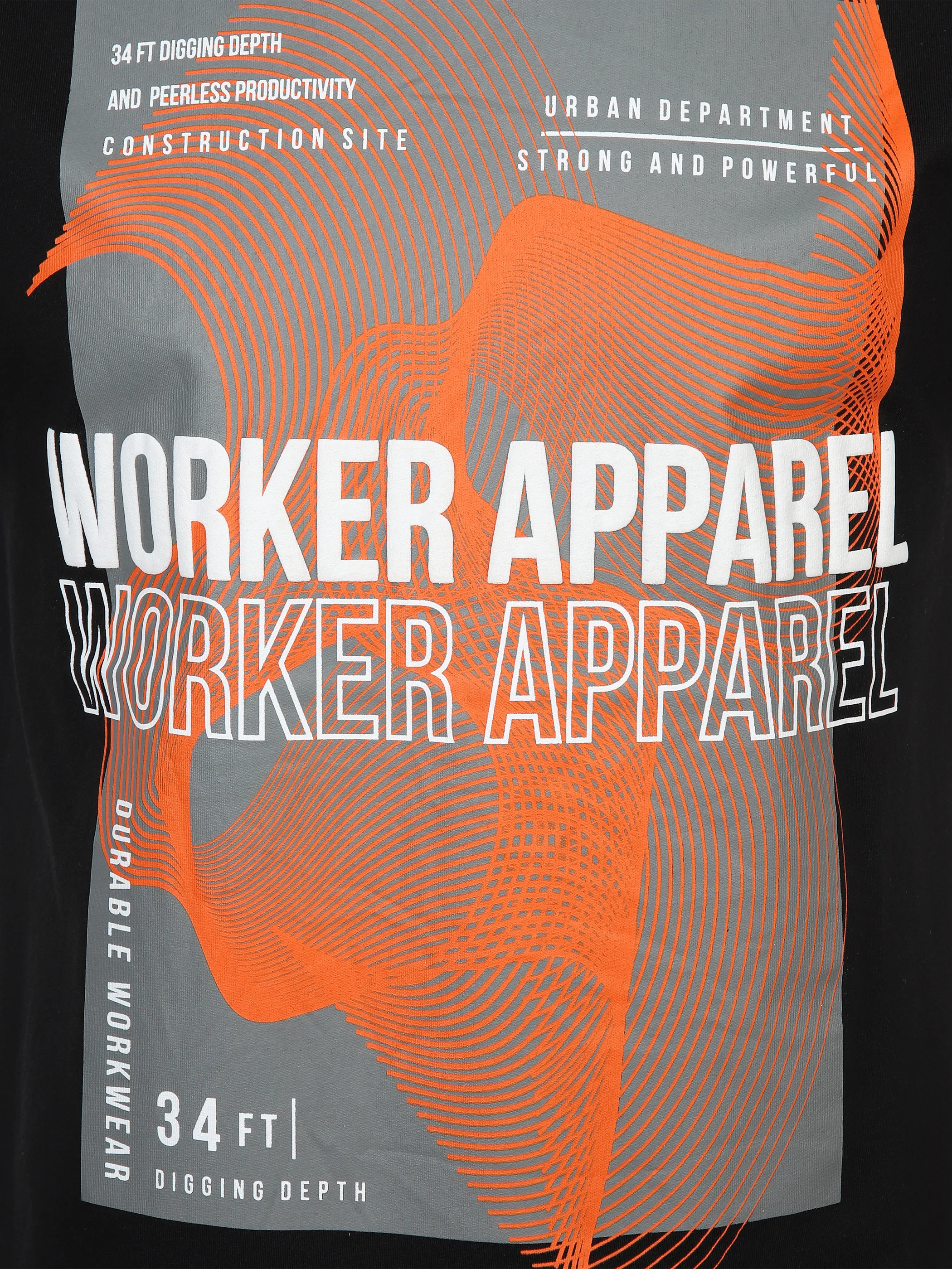 Worker He. T-Shirt 1/2 Arm Druck Schwarz 890466 BLACK 3