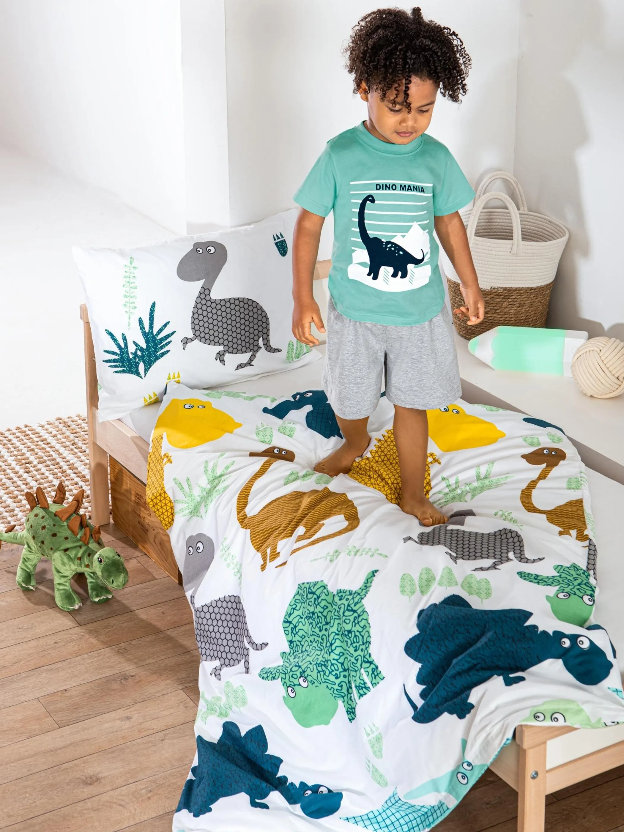 Opti Dream Kinder Bettwäsche Dino mit RV Weiß 875280 WEIß/GRÜN 5