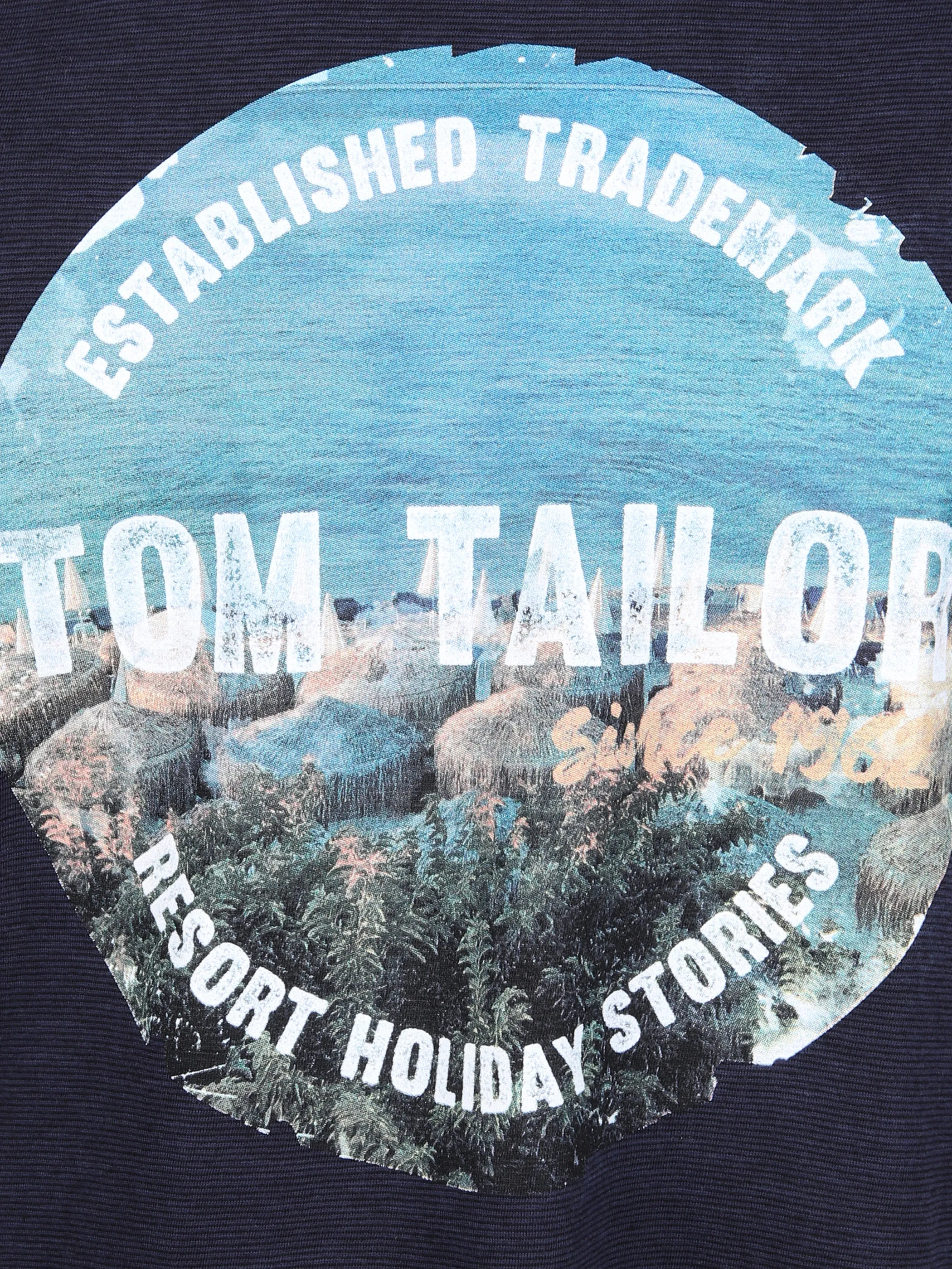 Tom Tailor 1032254 washed t-shirt with pr Blau 865760 10668 3