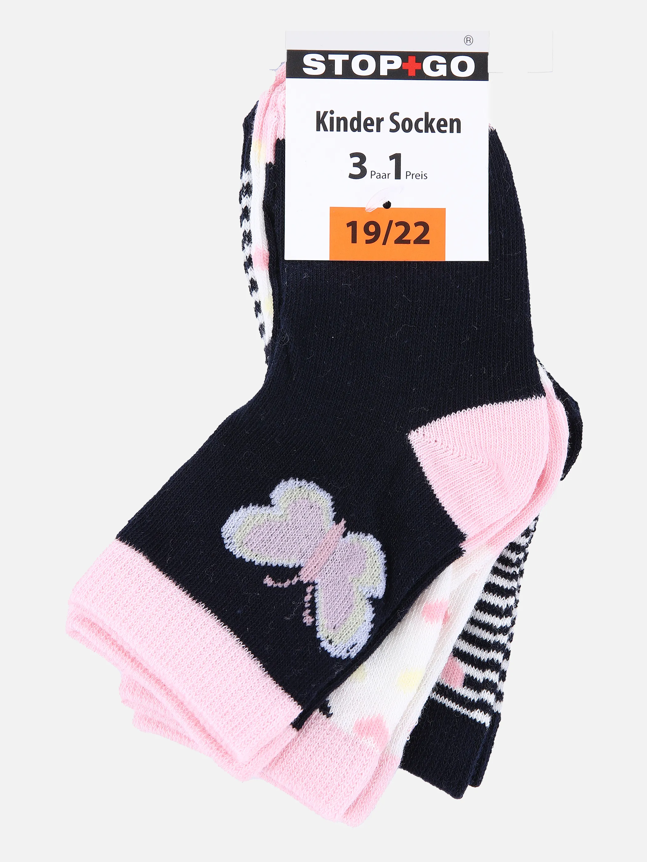 Stop + Go Mini Girls Socken 3er Pack ver Pink 851458 PINK/NAVY 2