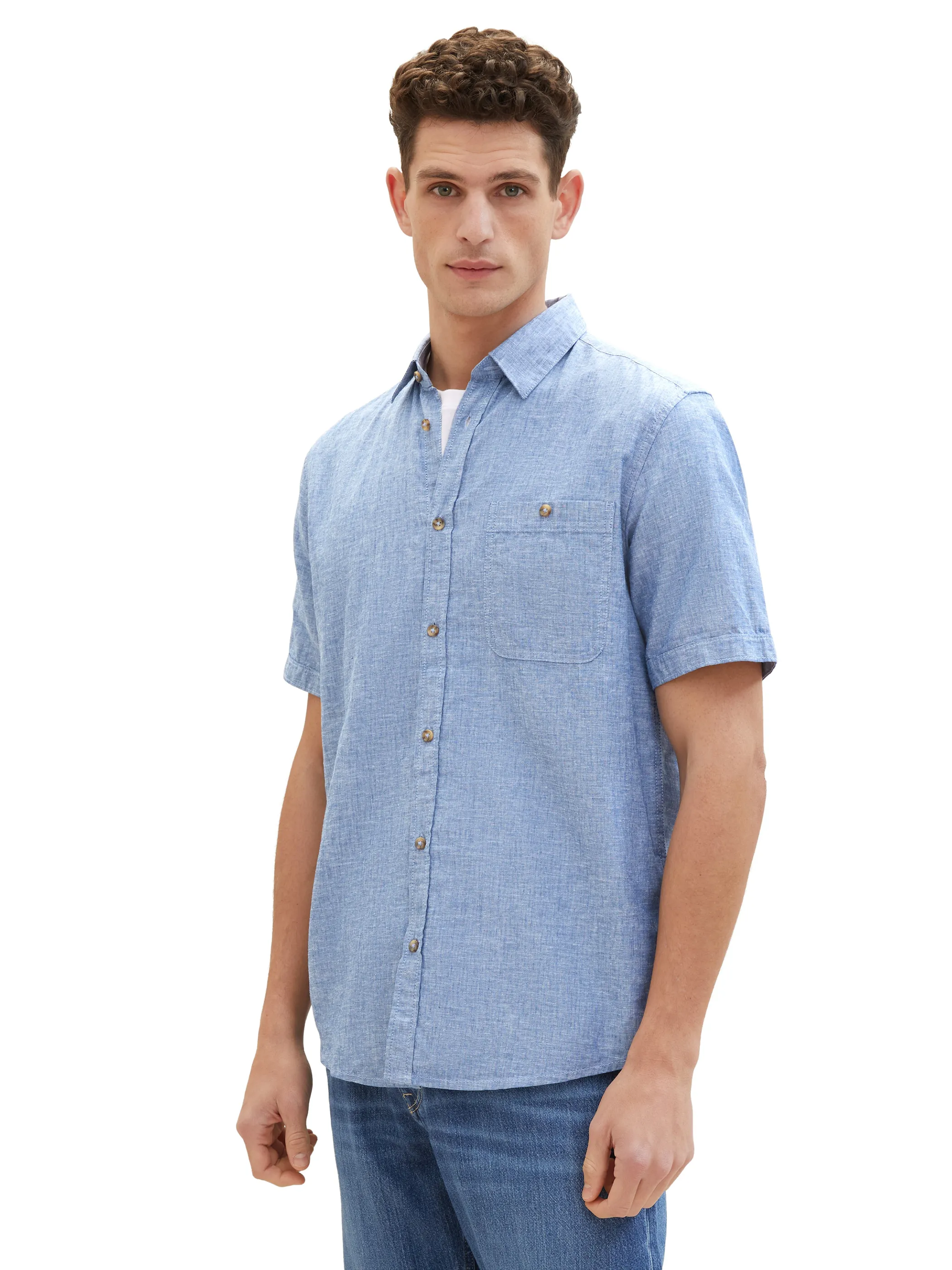 Tom Tailor 1042351 NOS cotton linen shirt Blau 890939 34922 4 Tom Tailor 1042351 NOS cotton linen shirt Blau 890939 34922 4