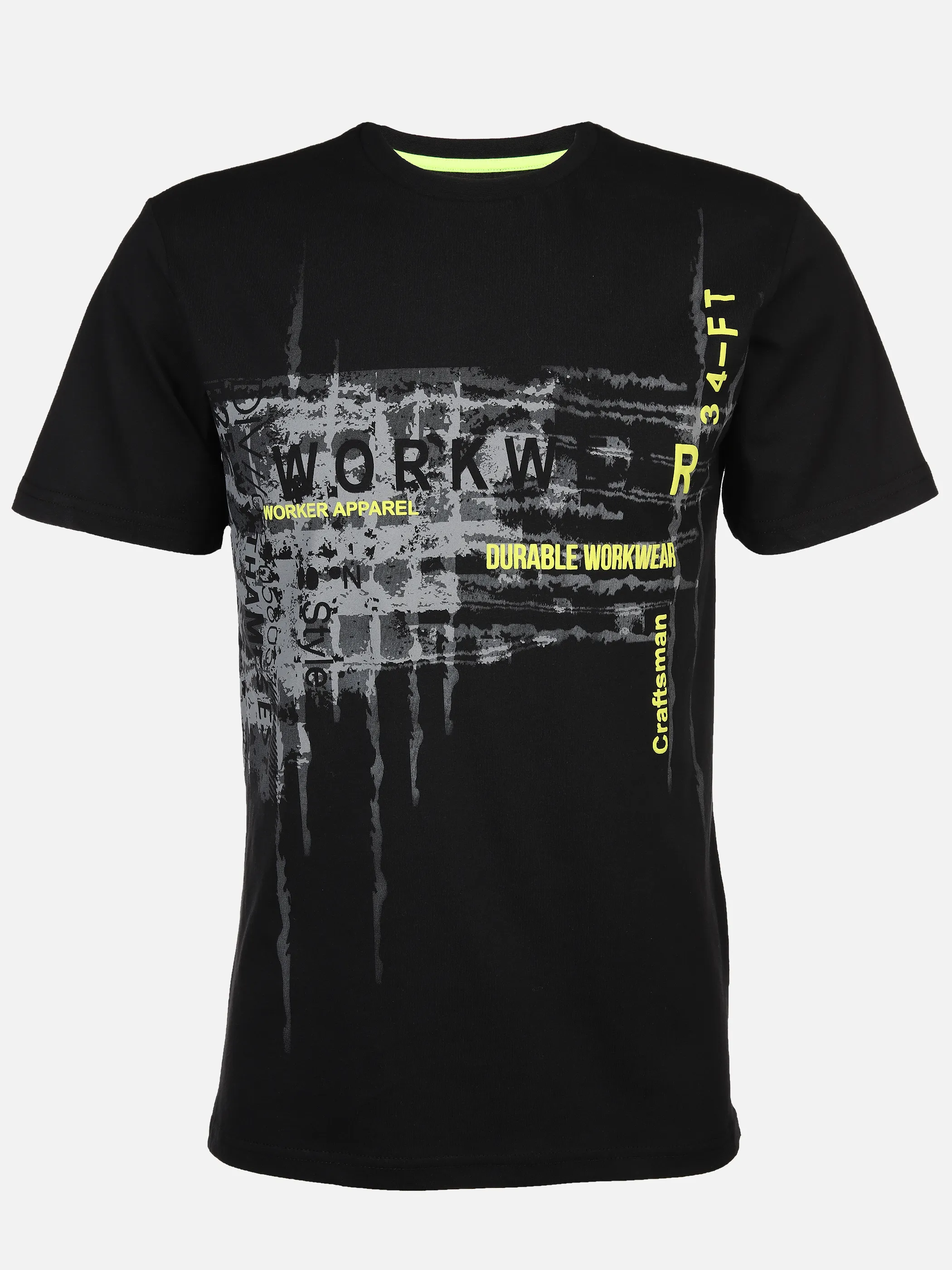 Worker He. T-Shirt 1/2 Arm Druck Schwarz 890466 BLACK 2 1