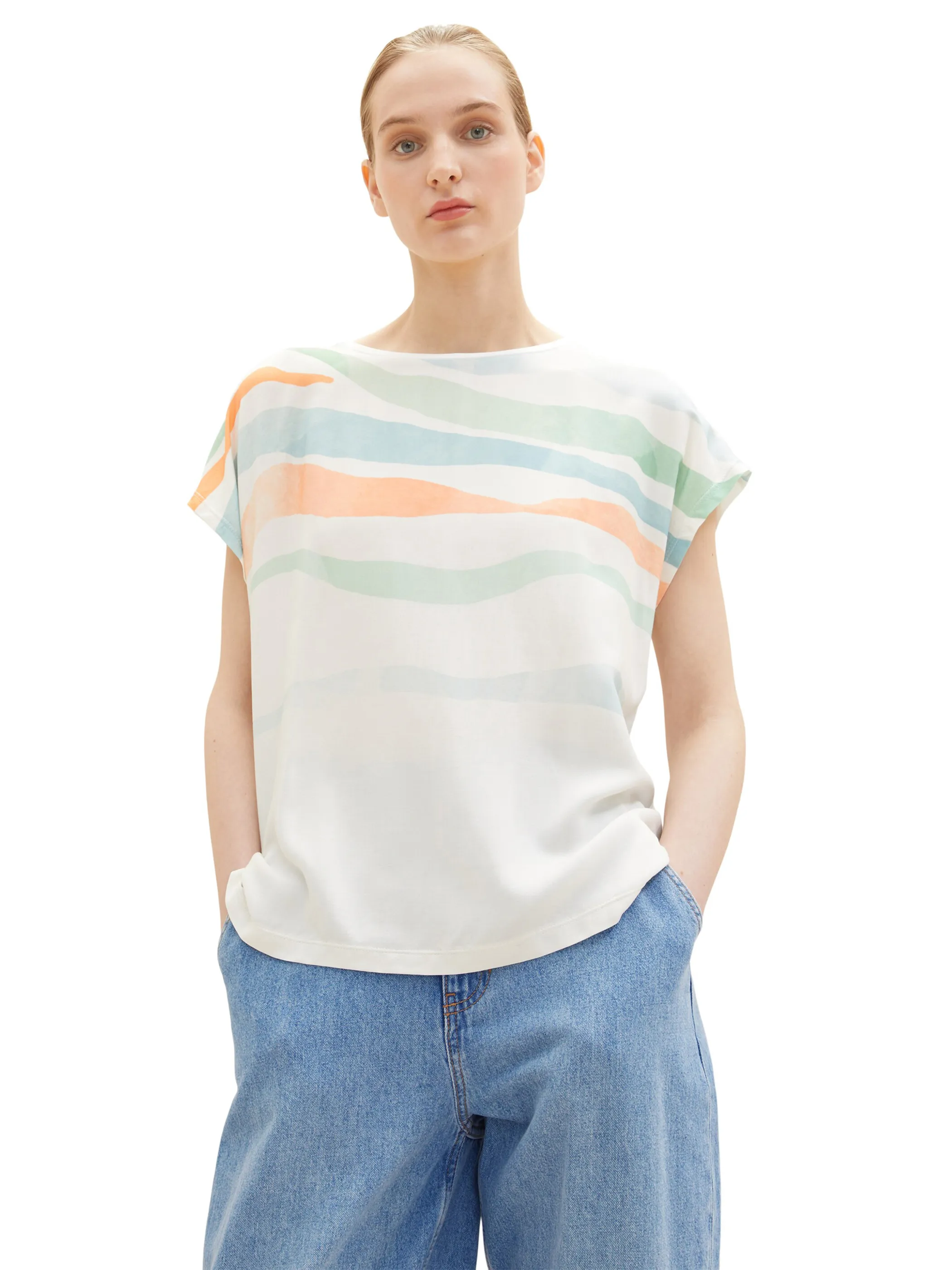 Tom Tailor 1035474 T-shirt crewneck water Weiß 874880 10315 3 Tom Tailor 1035474 T-shirt crewneck water Weiß 874880 10315 3