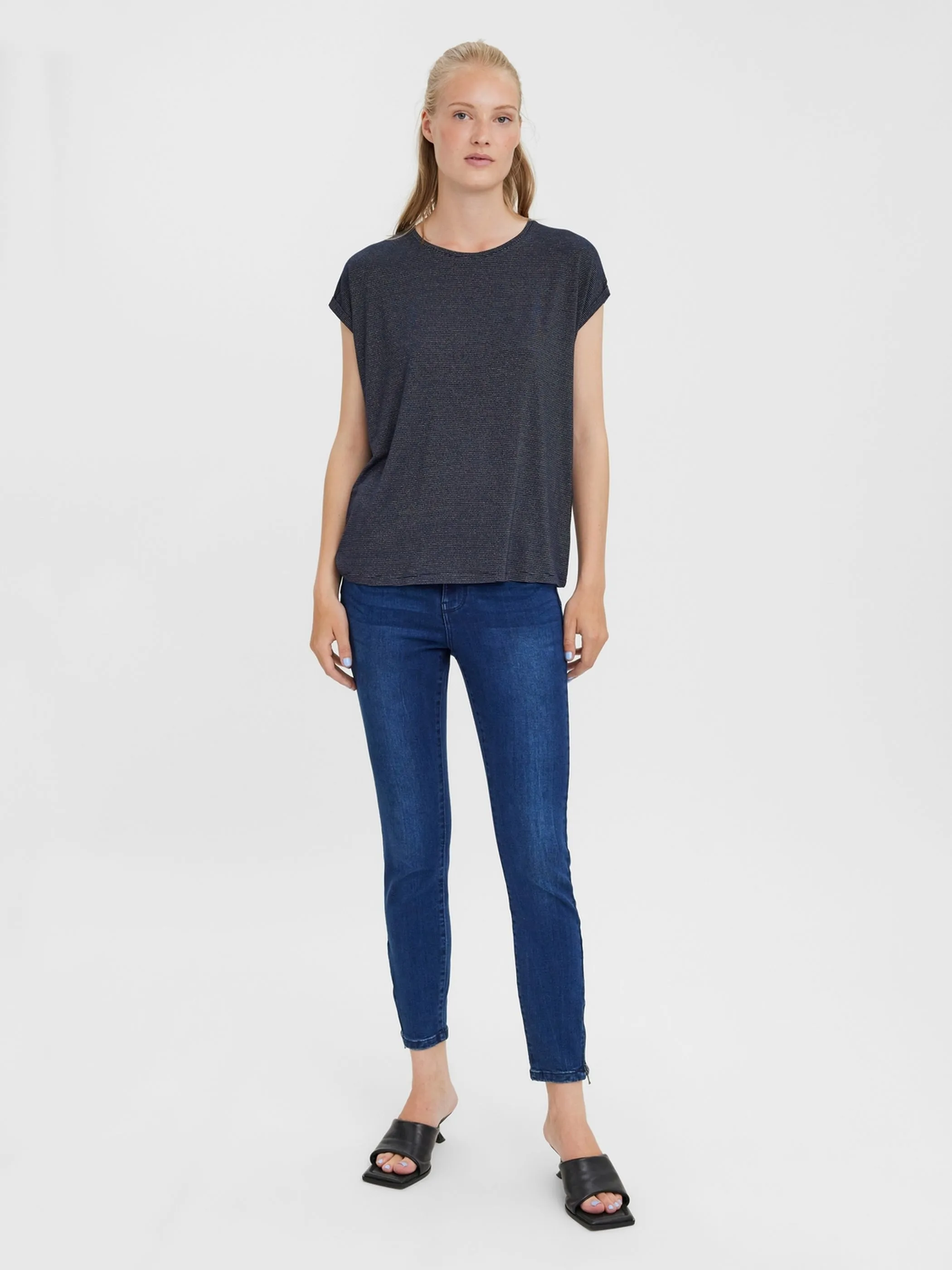 Vero Moda 10250488 VMLAVA PLAIN SS TOP L Blau 852566 188780003 4