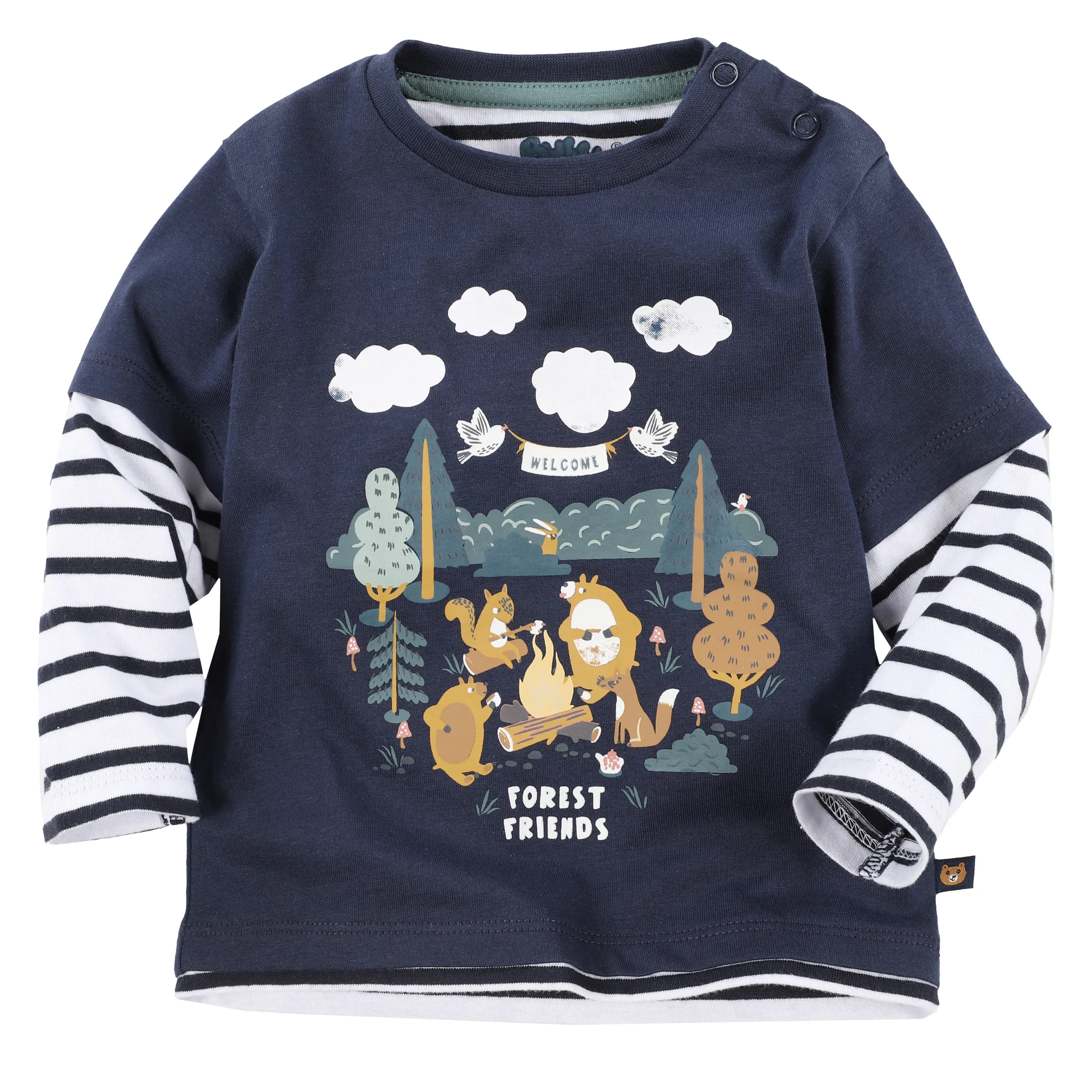 Bubble Gum BJ Longsleeve Shirt in blau mit Waldtieren Blau 884378 BLAU 1