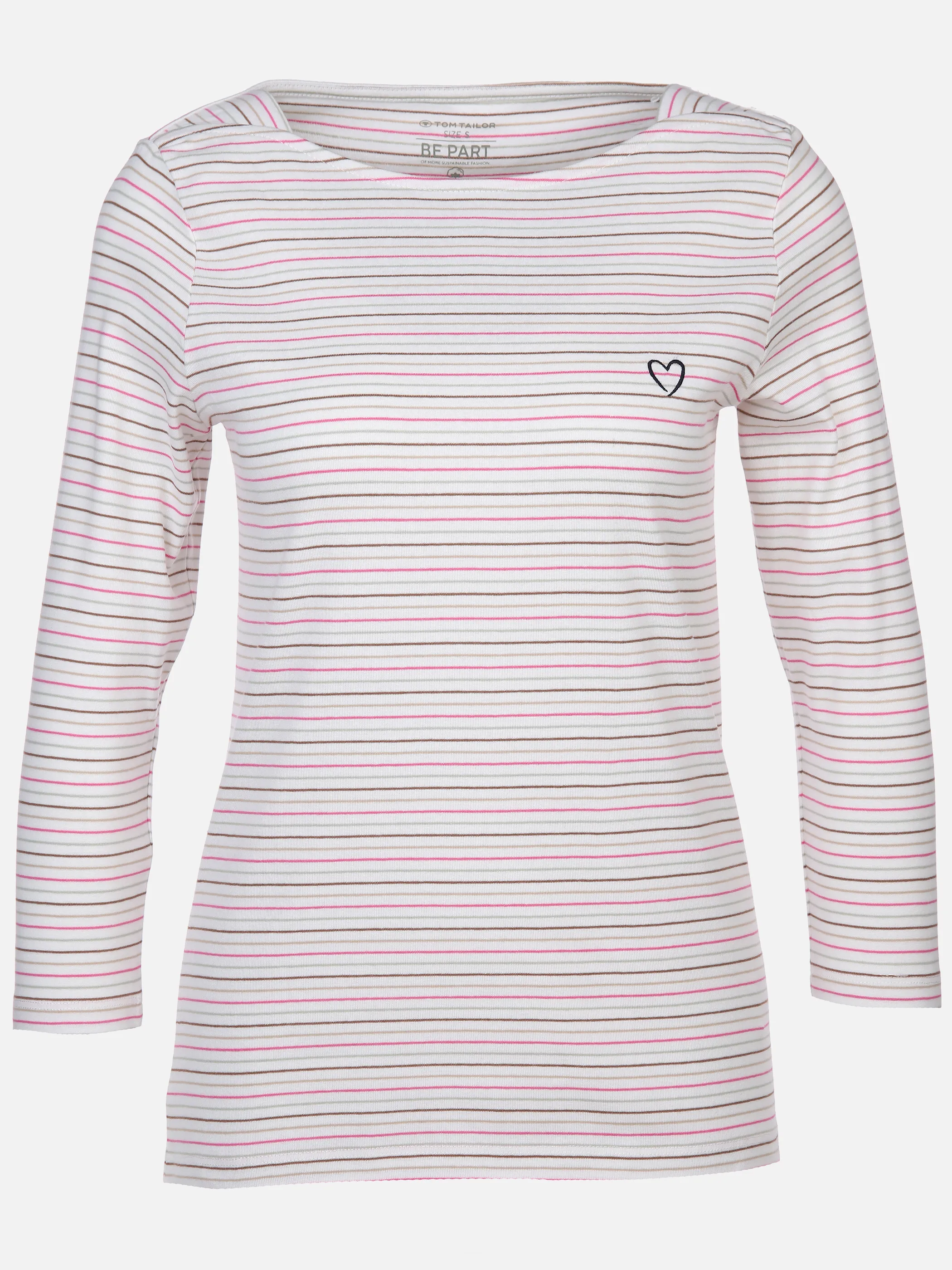 Tom Tailor 1040545 NOS T-shirt boat neck stripe Pink 890585 35715 1