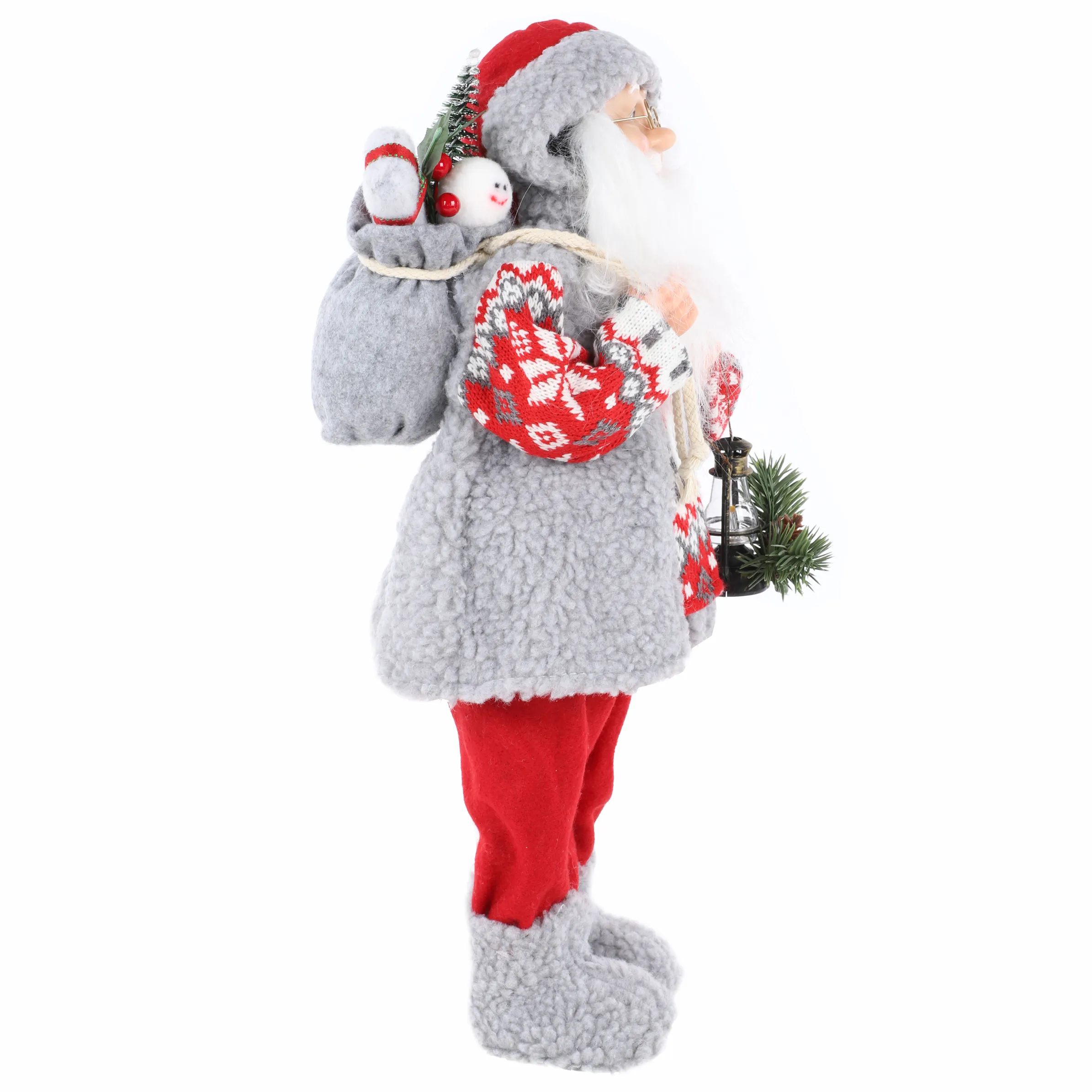 Weihnachten Weihnachtsmann stehend 46cm mi Grau 884043 GRAU/ROT 3