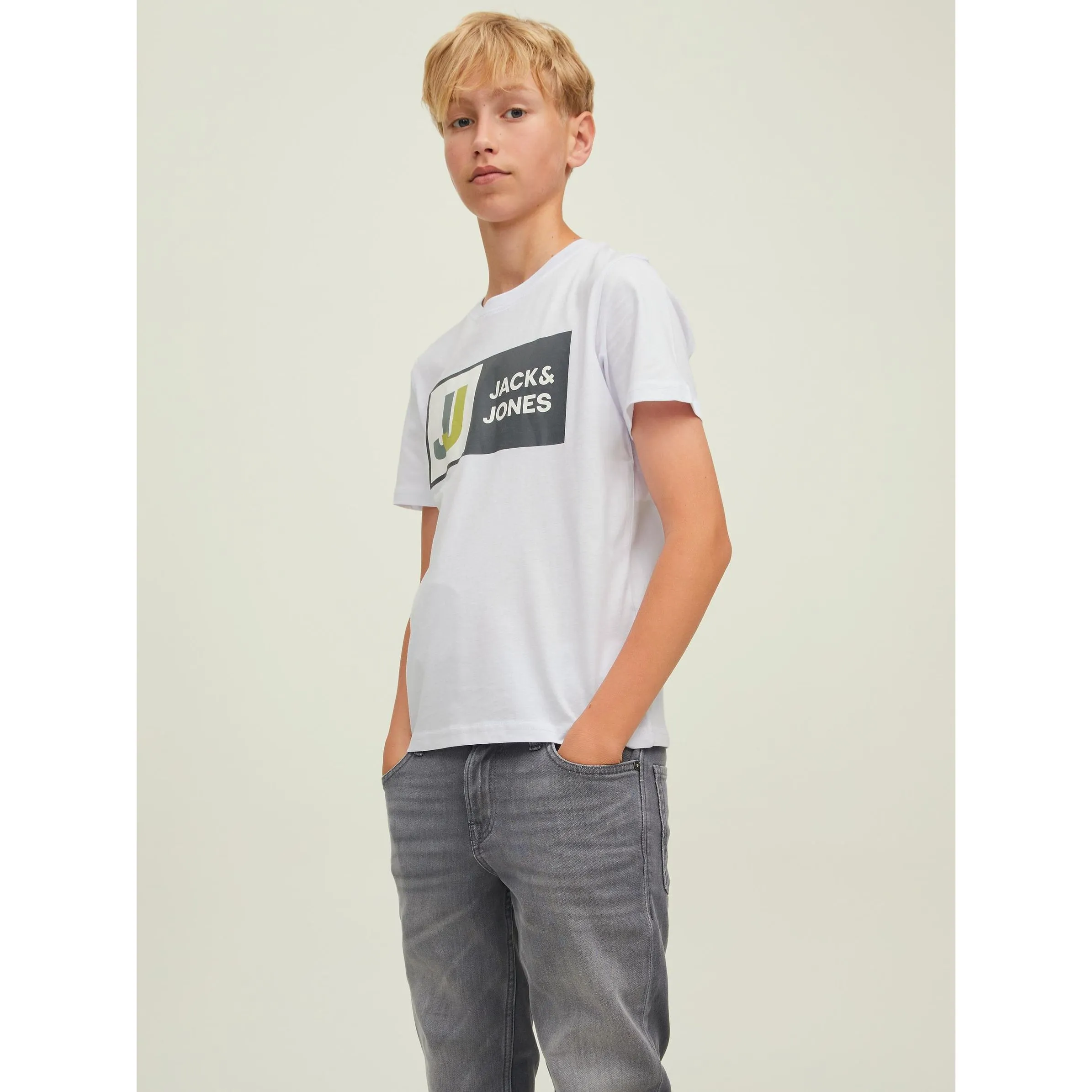 Jack&Jones Junior 12216592 JCOLOGAN TEE SS CREW Weiß 868780 178074 2