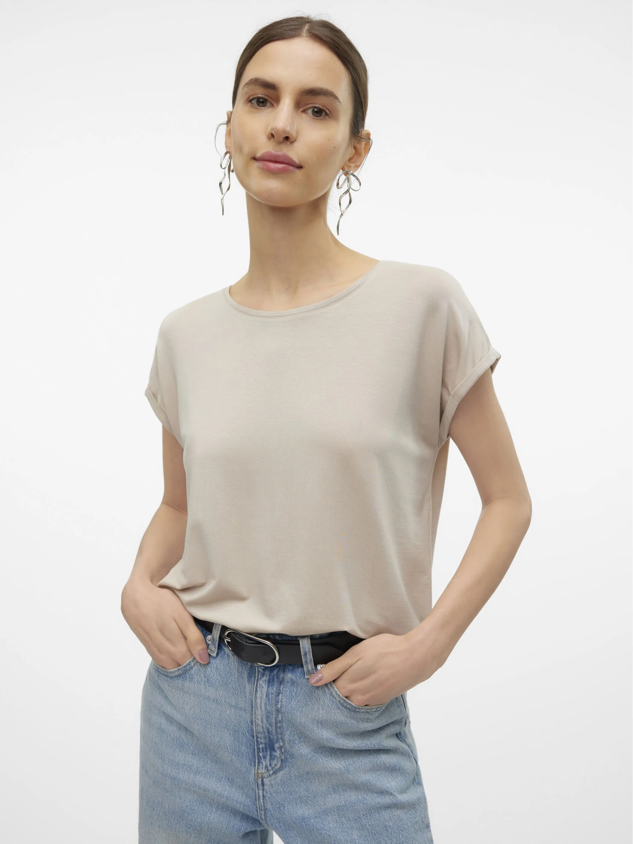 Vero Moda 10284468 VMAVA PLAIN SS TOP GA Beige 873829 271875 2