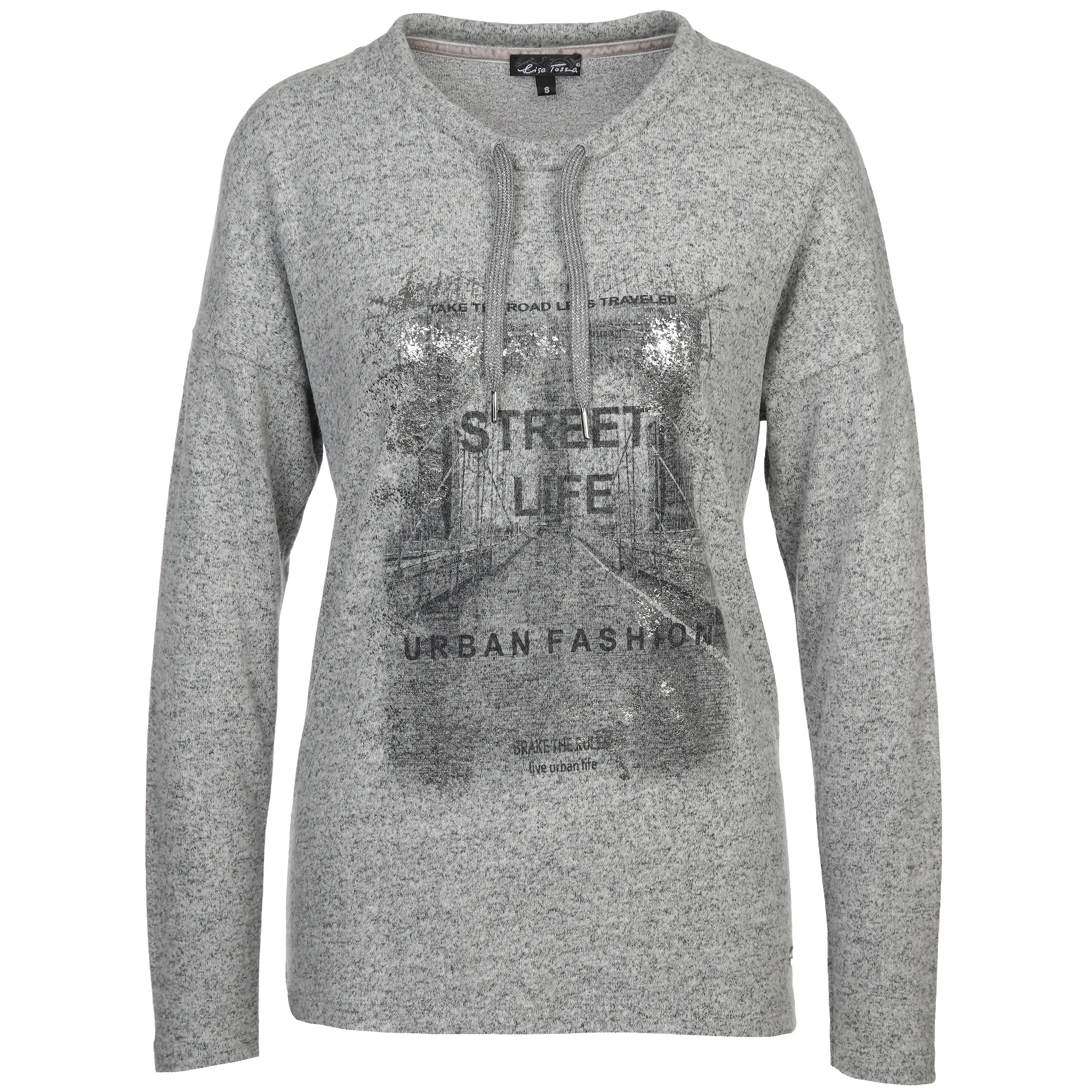 Lisa Tossa Da-Langarmshirt m. Print Grau 886203 GRAU MEL 1