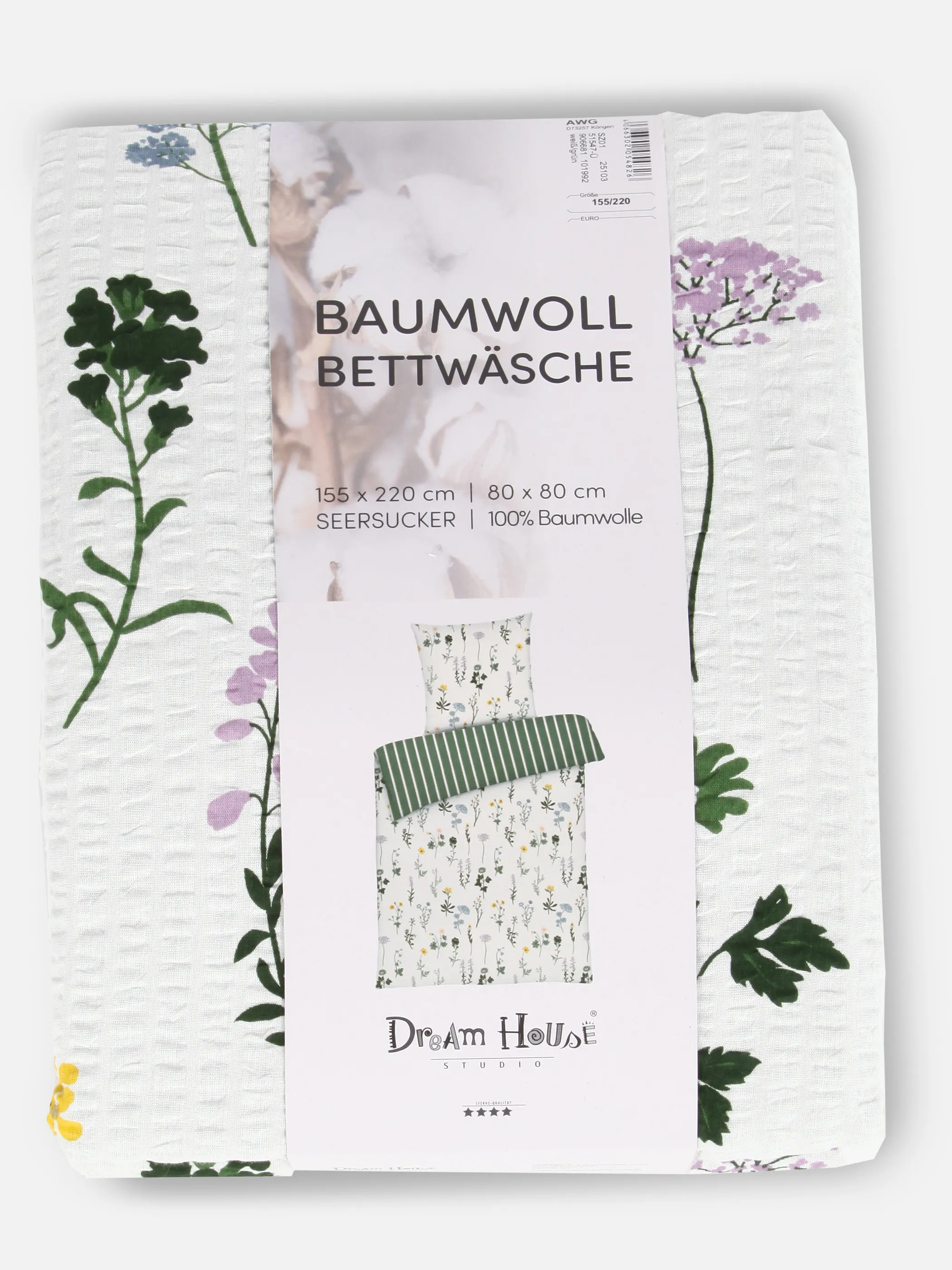 Dream House Seersucker Bettwäsche Blumen/S Weiß 906681 WEIß 2