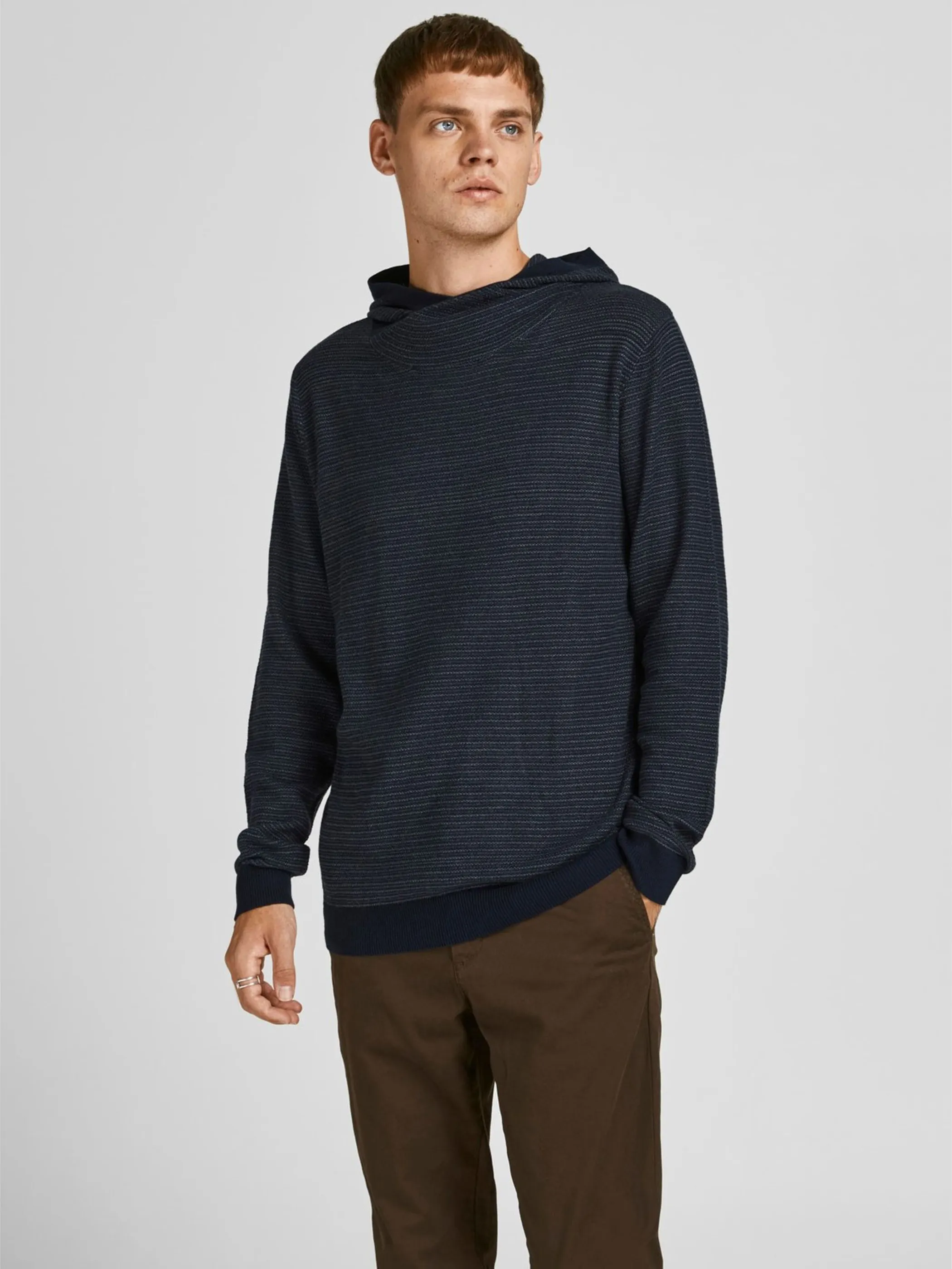 Jack Jones 12190230 JJSTEVE KNIT HOOD Blau 854386 175876002 2