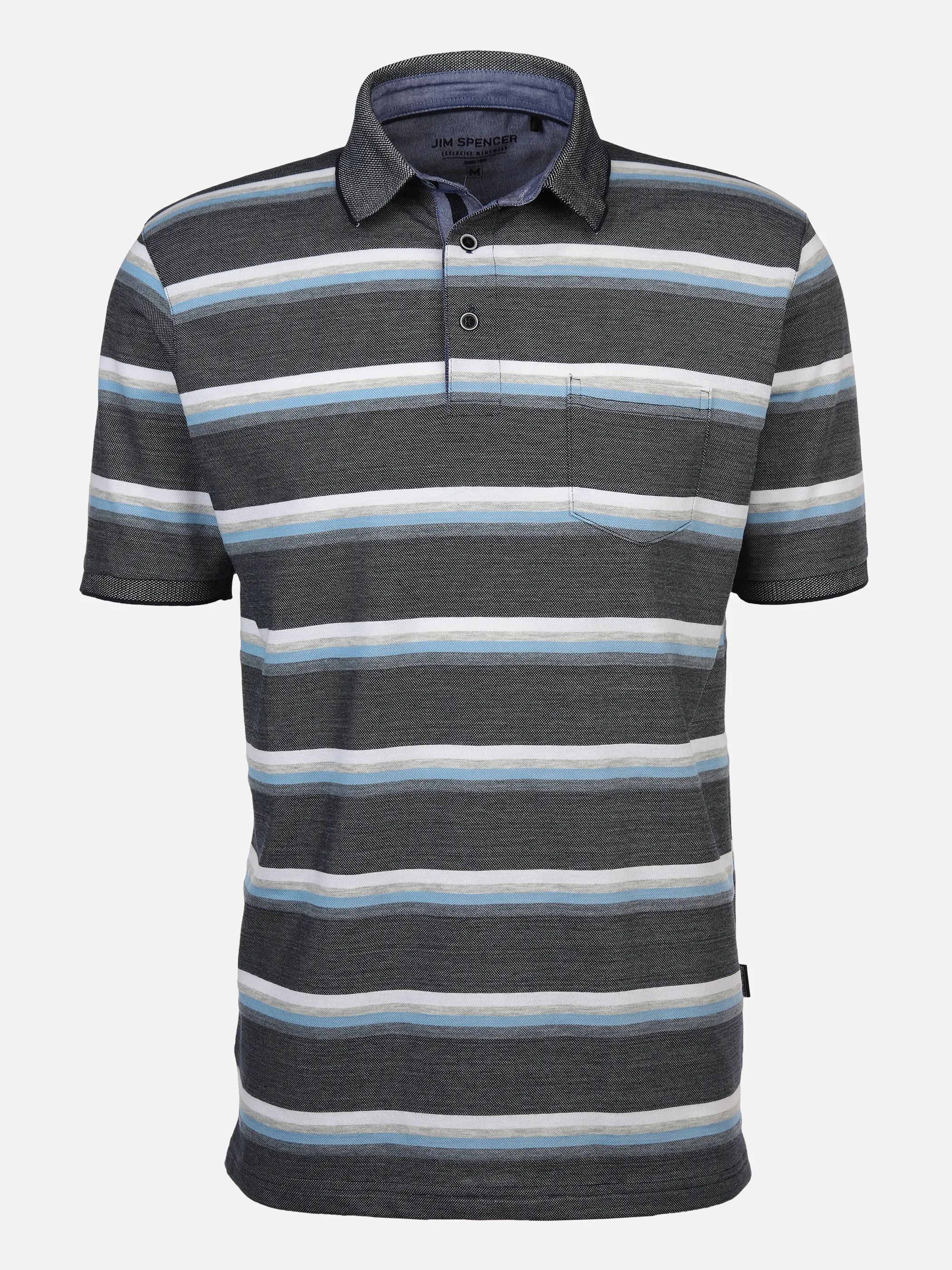 Jim Spencer He. Poloshirt 1/2 Arm Streifen melange Blau 881996 NAVY 1 Jim Spencer He. Poloshirt 1/2 Arm Streifen melange Blau 881996 NAVY 1