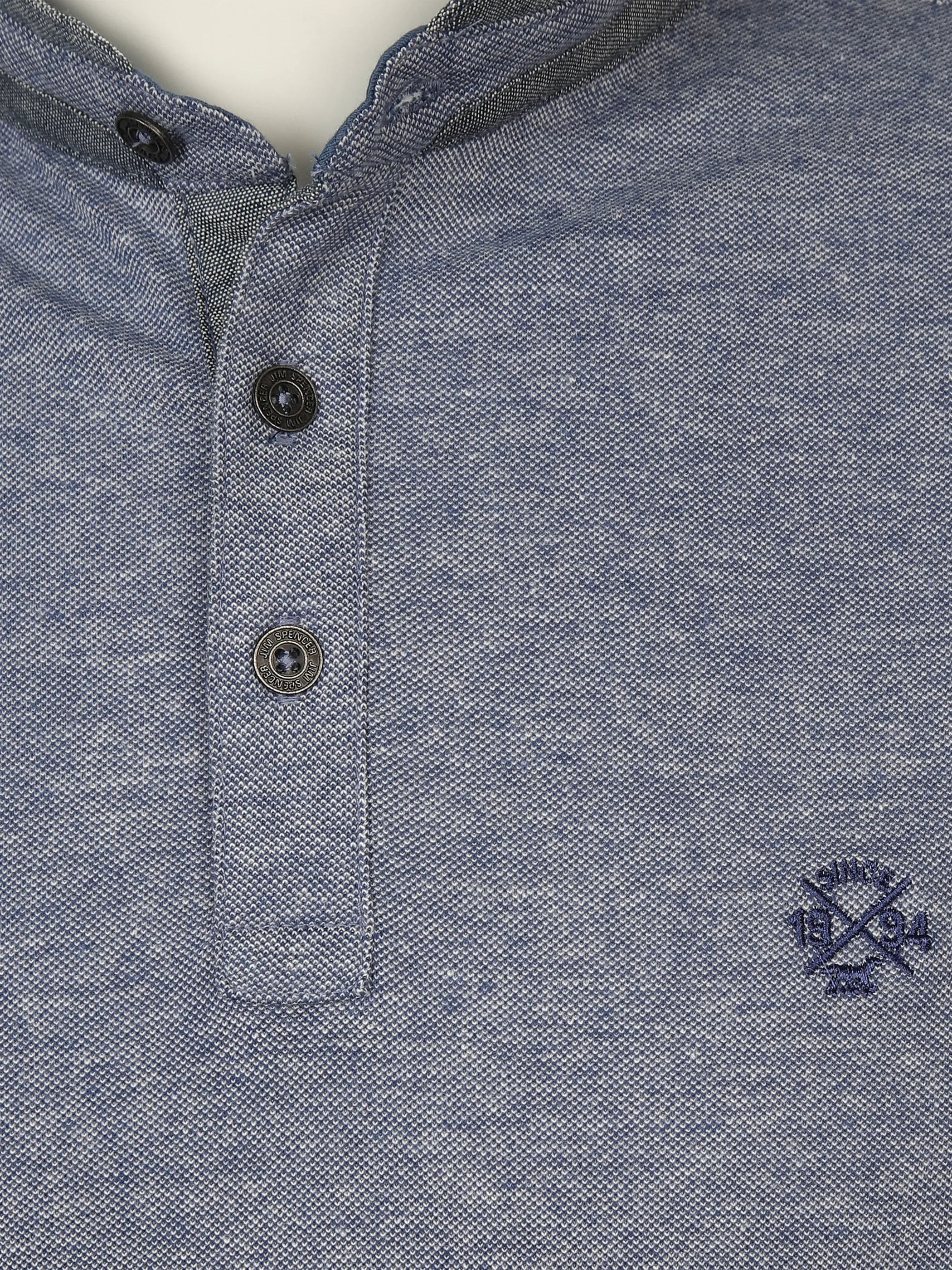 Jim Spencer He. Stehkragenshirt 1/2 Arm twisted Blau 873097 JEANSBLAU 3 Jim Spencer He. Stehkragenshirt 1/2 Arm twisted Blau 873097 JEANSBLAU 3