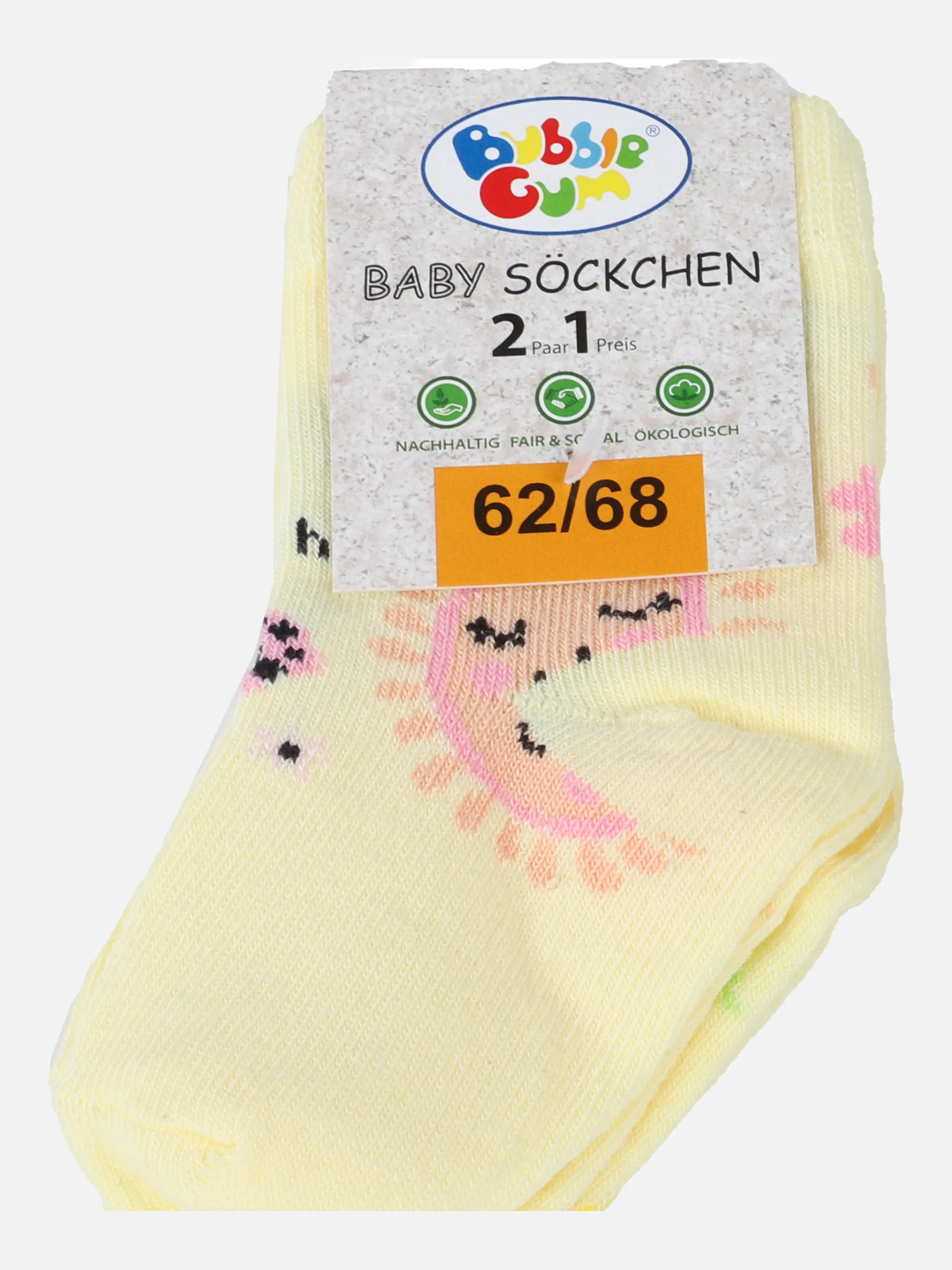 Bubble Gum BG Socken 2er Back Sonne/Zitro Gelb 865100 GELB/ROSE 3