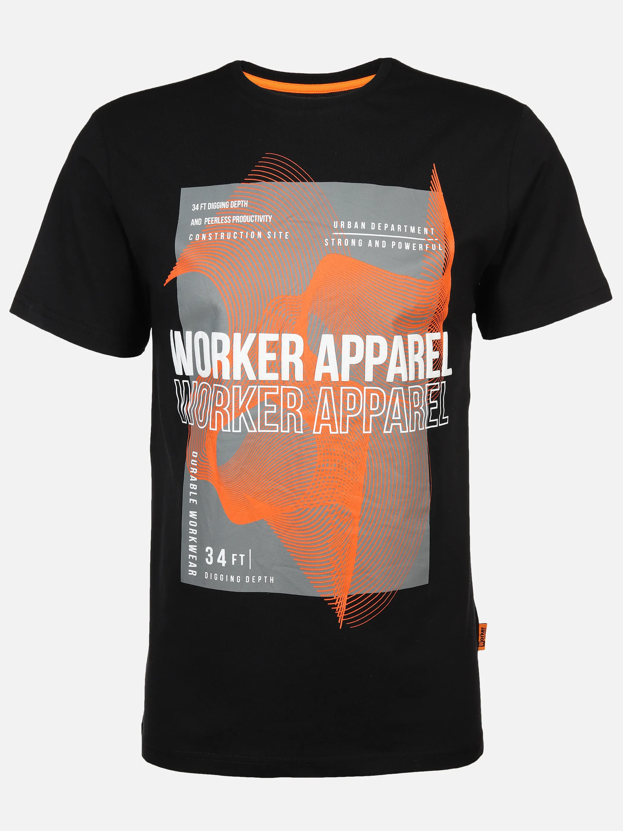 Worker He. T-Shirt 1/2 Arm Druck Schwarz 890466 BLACK 1