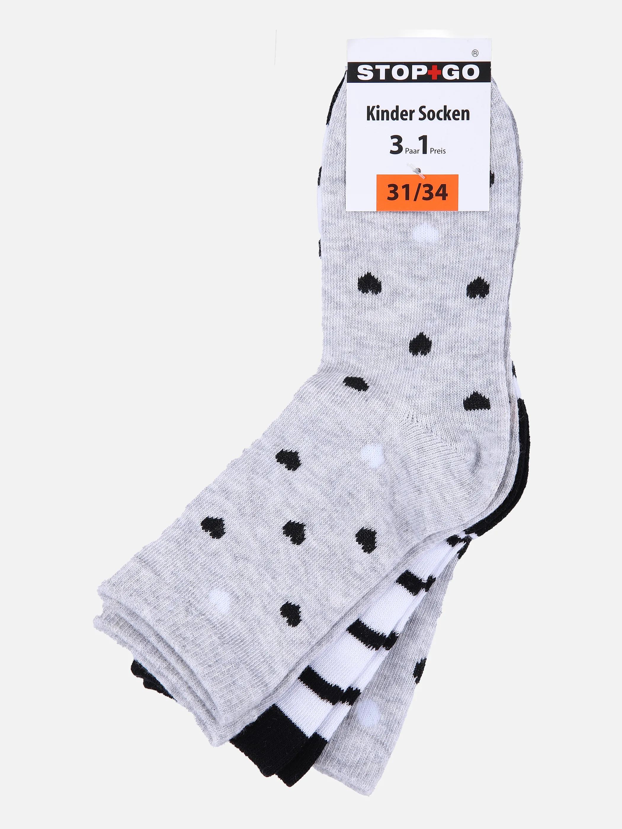 Stop + Go Teener Girls Socken 3er Pack H Grau 851469 GREY/BLACK 2