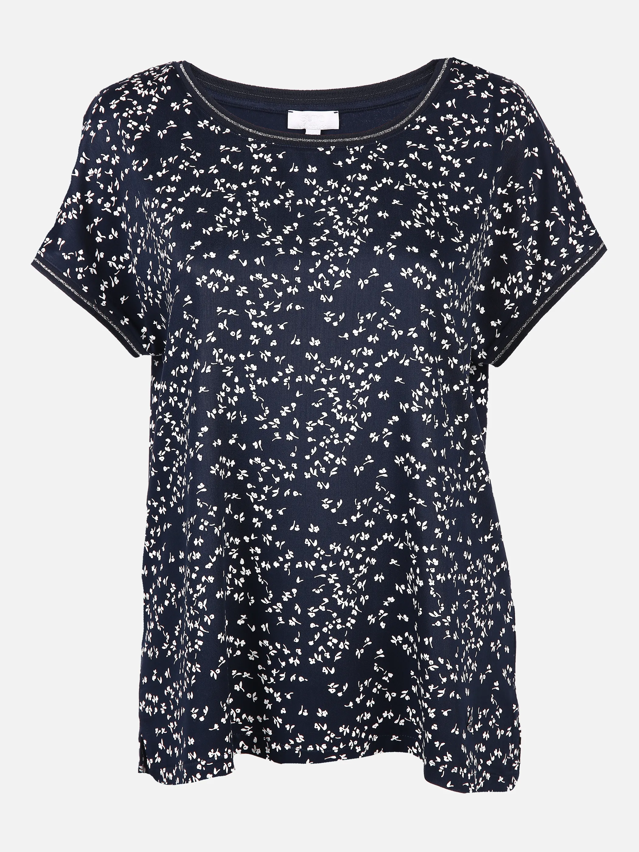 SURE Collection Da-Materialmix-Shirt Strickbün Blau 834580 NAVY/WHITE 1