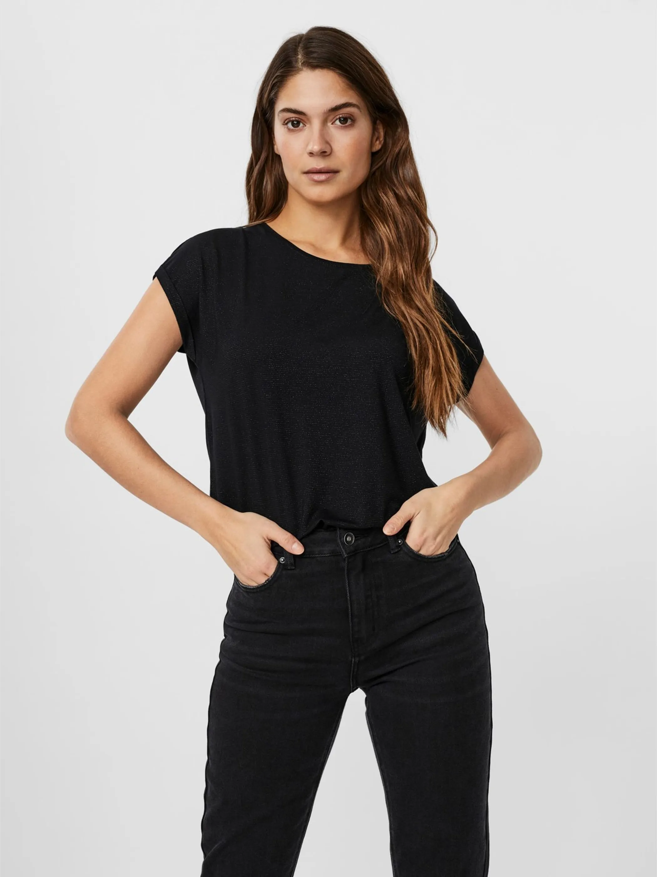 Vero Moda 10250488 VMLAVA PLAIN SS TOP L Schwarz 852566 177868001 2