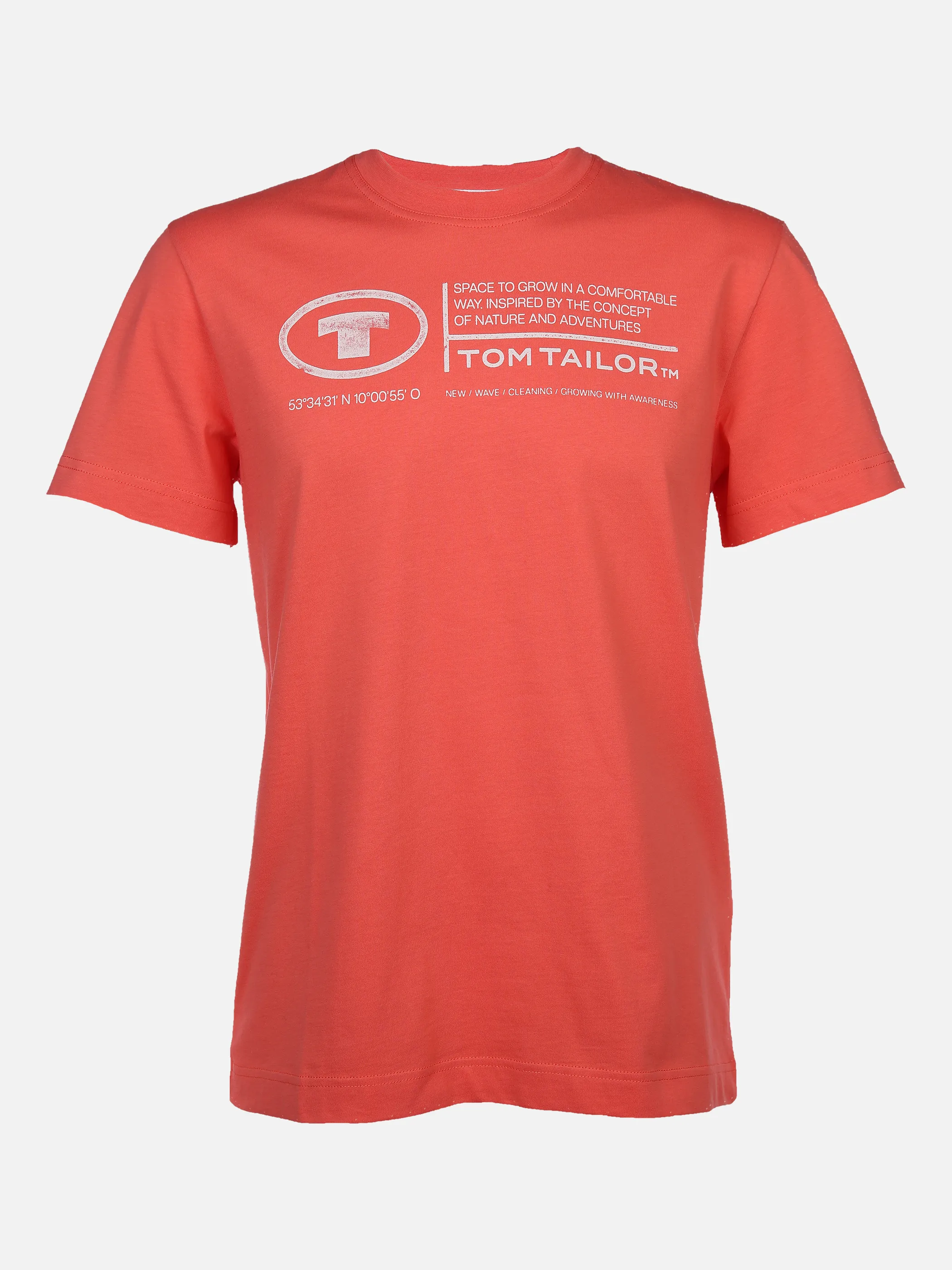 Tom Tailor 1035611 NOS printed crewneck t-shirt Orange 874939 11834 1