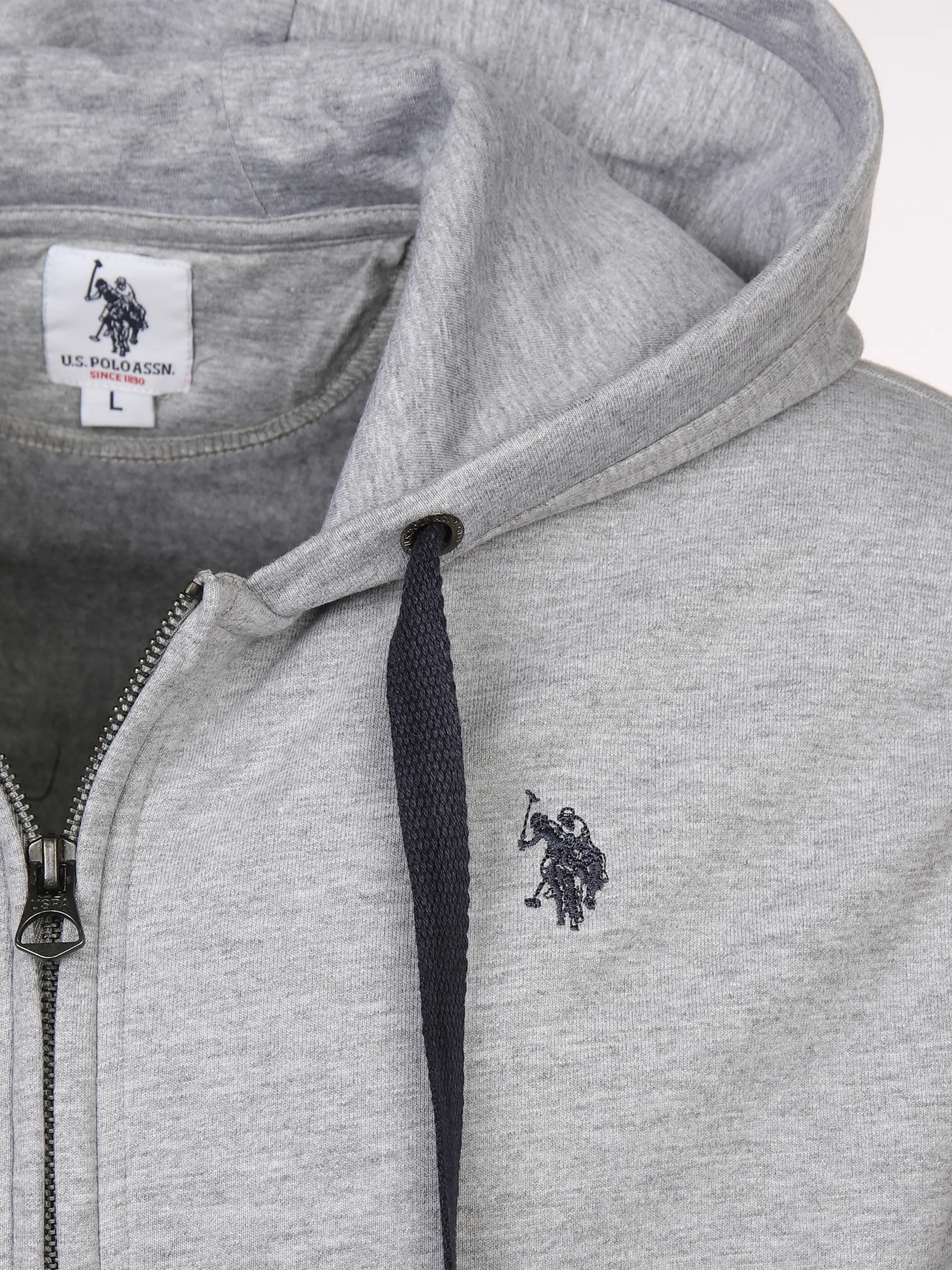 U.S. Polo Assn. He. Sweatjacke Stickerei Grau 881279 GREY MEL 3