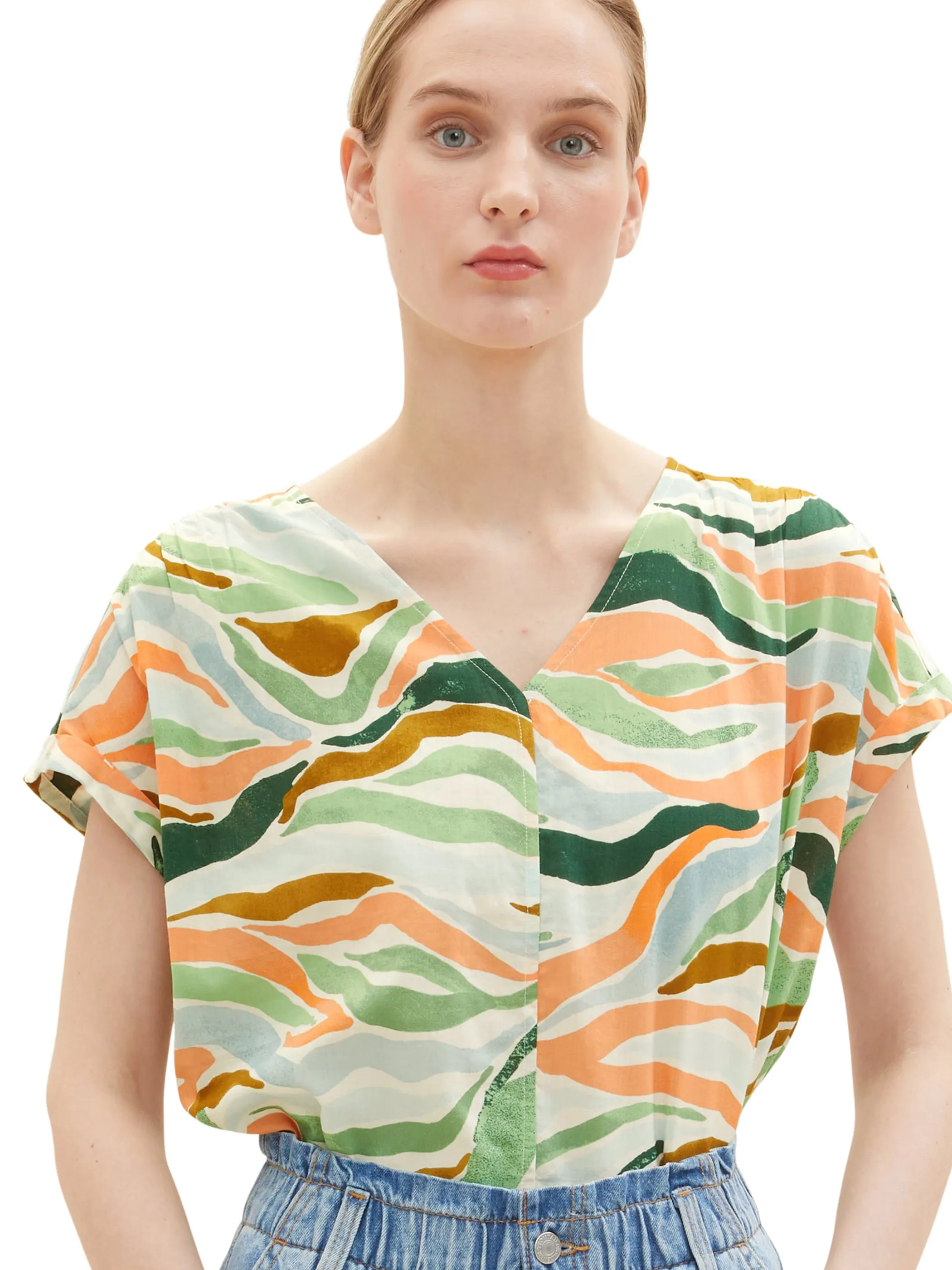 Tom Tailor 1035256 printed V-neck blouse Bunt 874876 31122 4 Tom Tailor 1035256 printed V-neck blouse Bunt 874876 31122 4