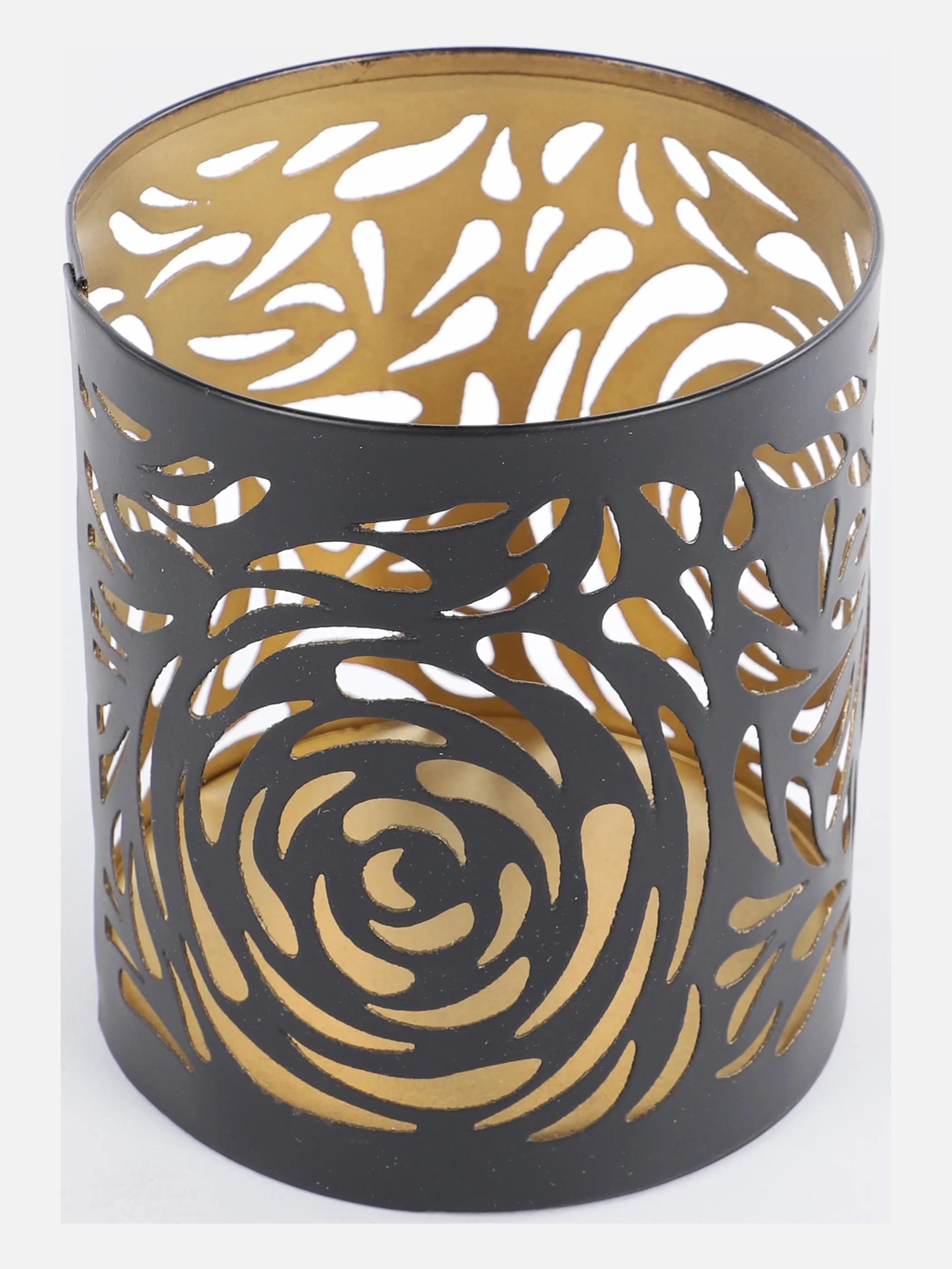 Deko Artikel Metall Laterne Rose rund 9x9x1 Schwarz 881265 SW/GO 1