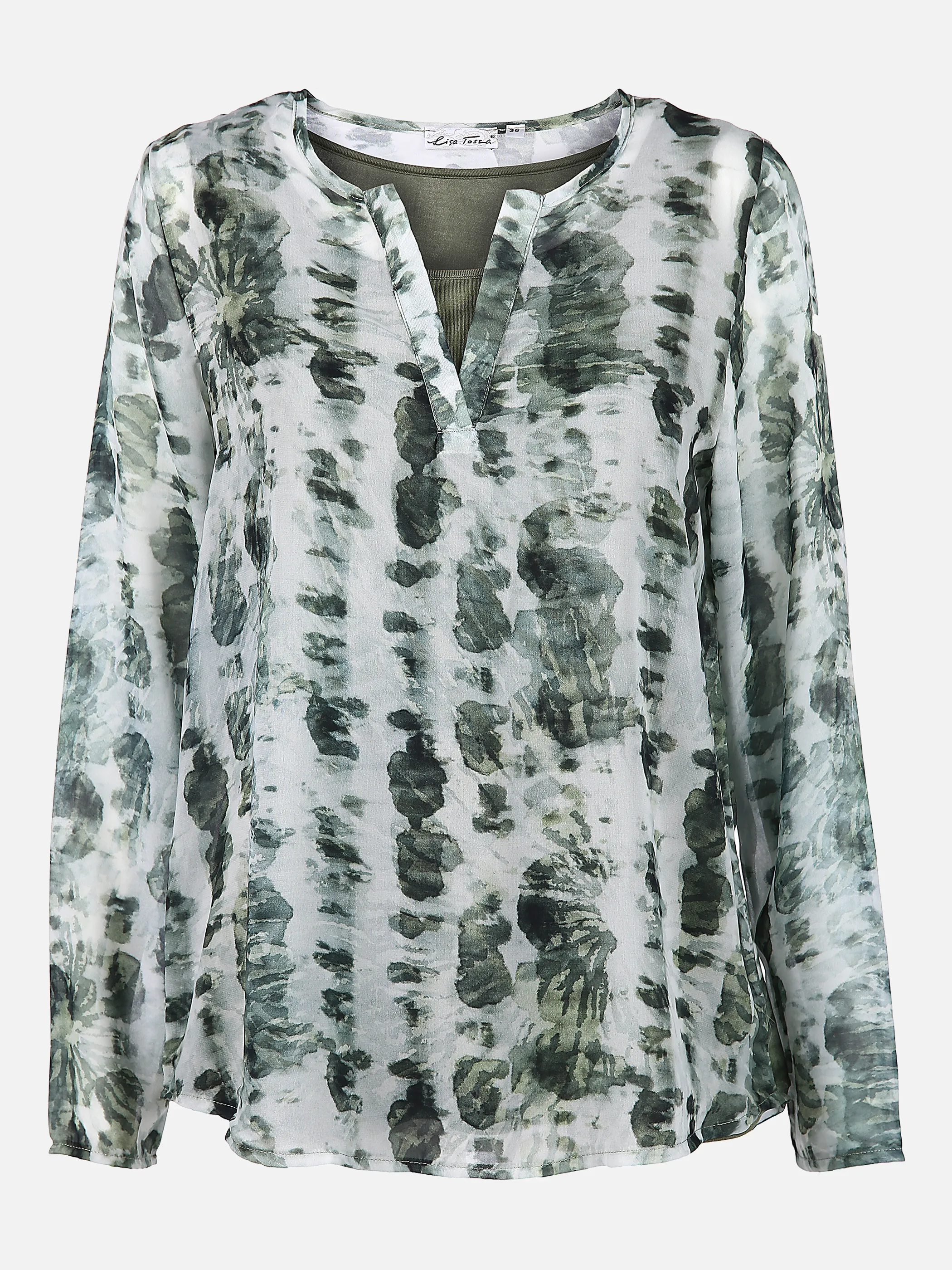Lisa Tossa Da-Chiffonbluse Batikprint Grün 836787 OLIV GEM. 1 Lisa Tossa Da-Chiffonbluse Batikprint Grün 836787 OLIV GEM. 1