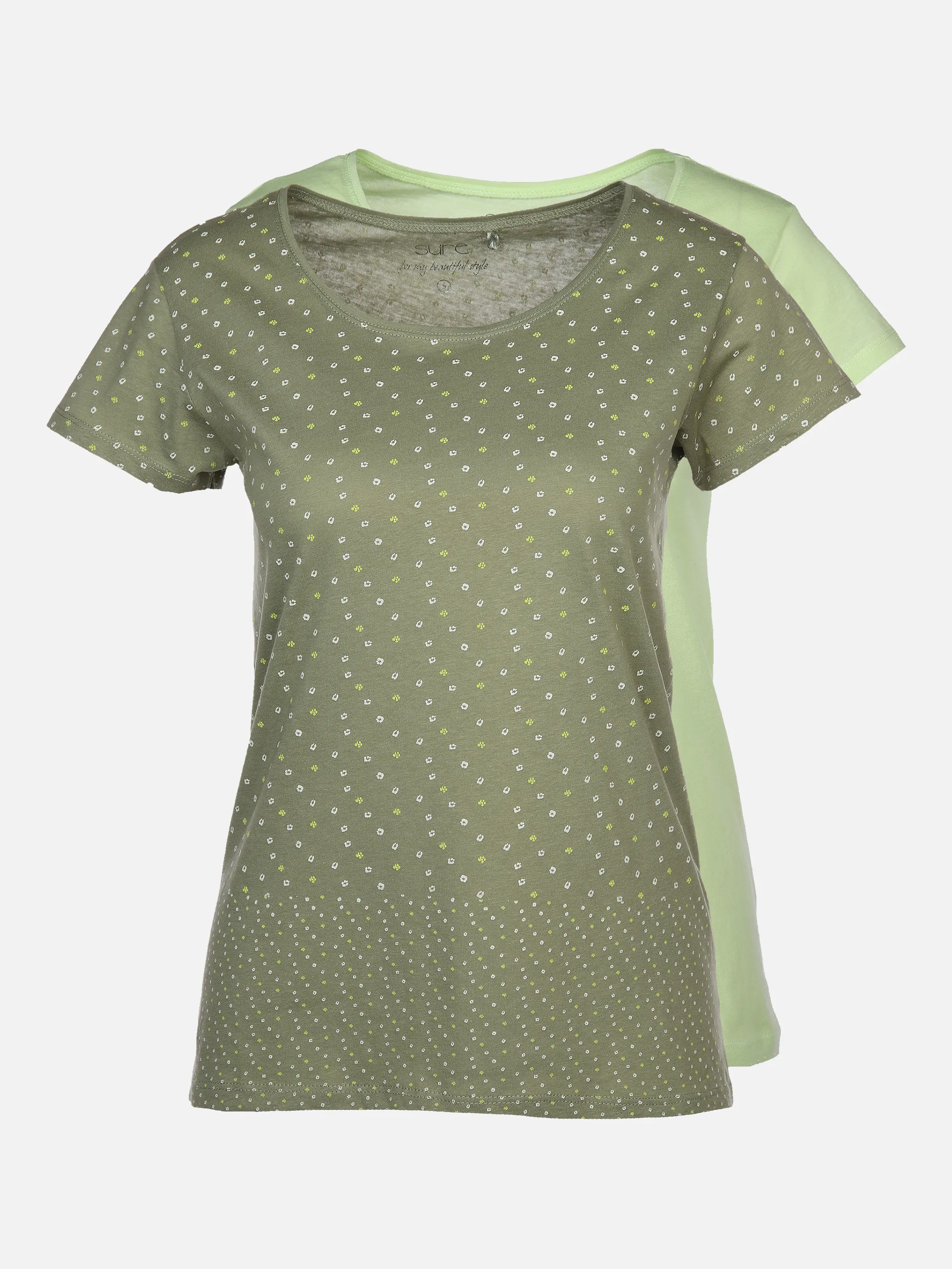 Sure Da-T-Shirt 2er-Pack Druck/Uni Grün 873327 SALBEI/PIS 1 Sure Da-T-Shirt 2er-Pack Druck/Uni Grün 873327 SALBEI/PIS 1