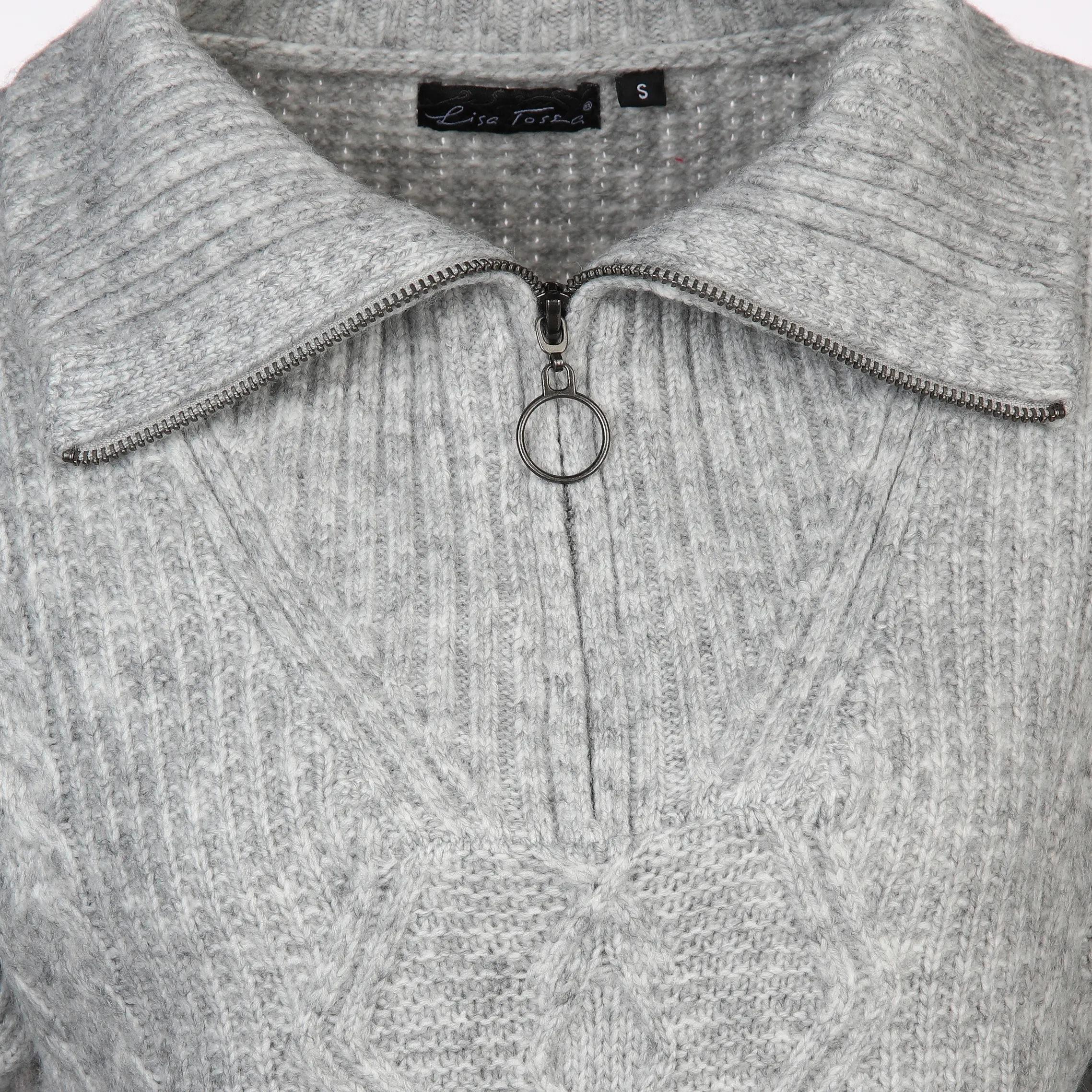Lisa Tossa Da-Strickpullover m. RV Grau 884188 GRAU MEL. 3 Lisa Tossa Da-Strickpullover m. RV Grau 884188 GRAU MEL. 3