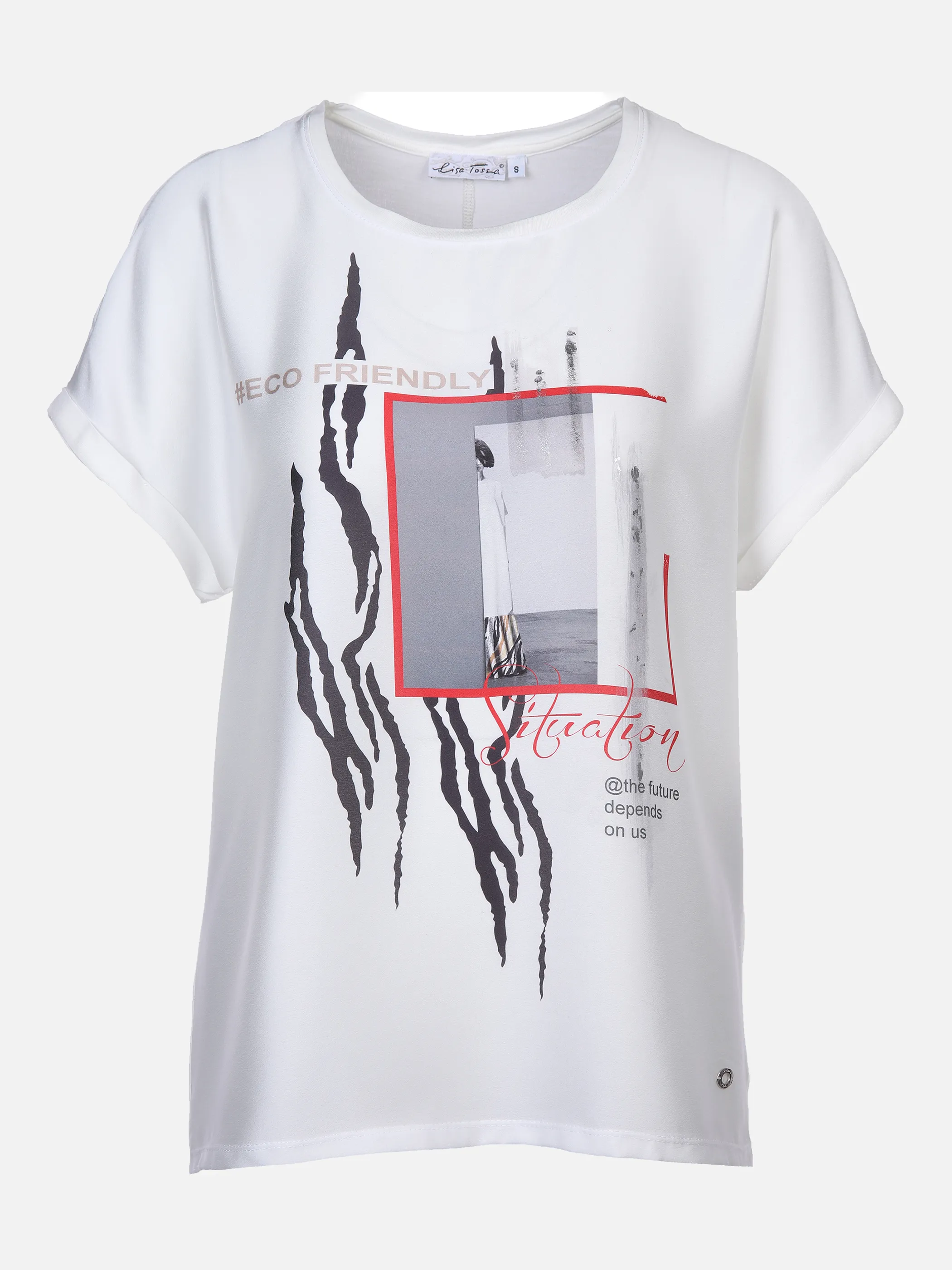 Lisa Tossa Da-T-Shirt mit Folienprint Weiß 878260 OFFWHITE 1