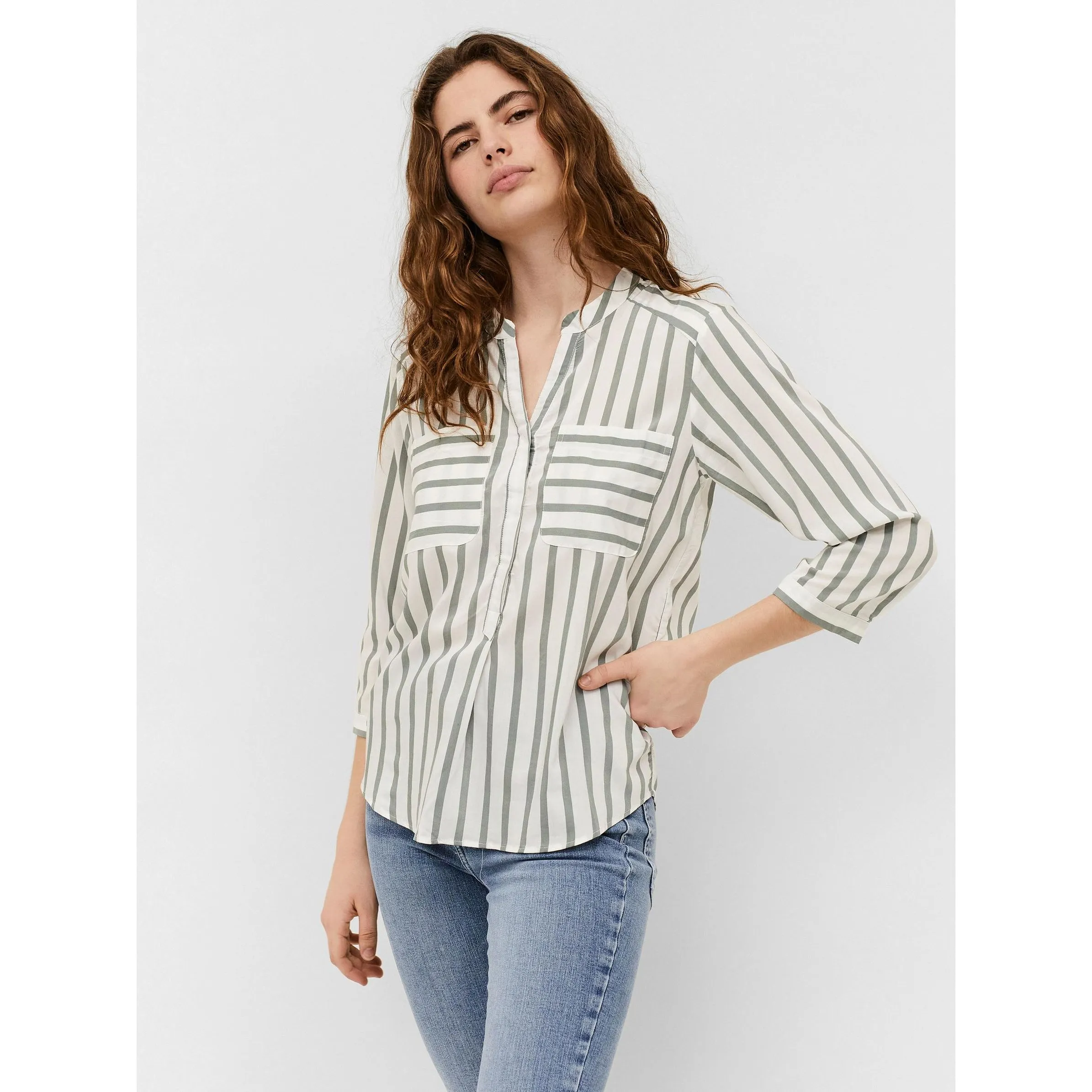 Vero Moda 10188642 VMERIKA STRIPE 3/4 SH Weiß 773517 175598077 2