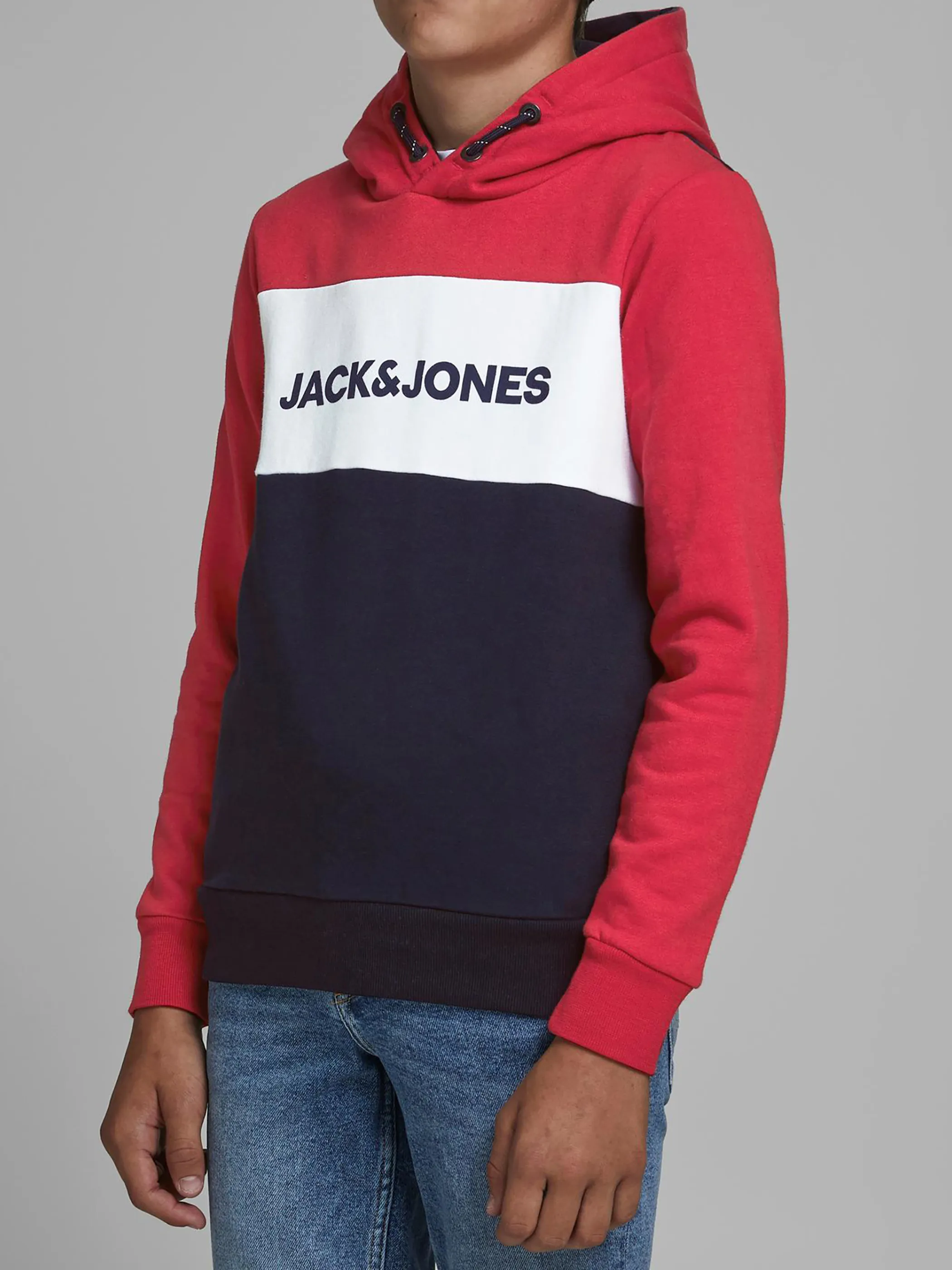 Jack&Jones Junior 12173901 JJELOGO BLOCKING SWEA Rot 872348 177233 4