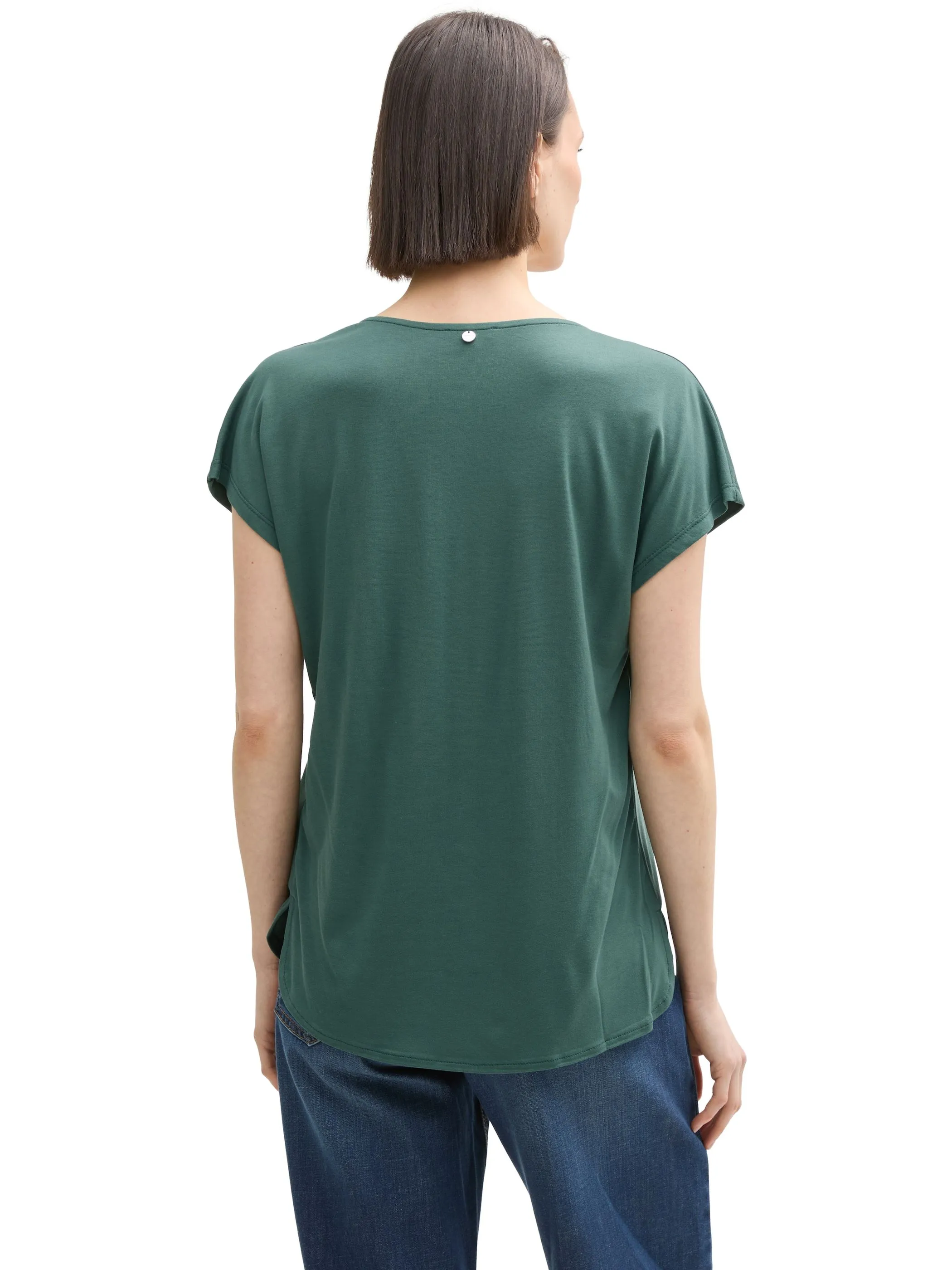 Tom Tailor 1040547 NOS T-shirt fabric mix crew neck Grün 890601 30024 2