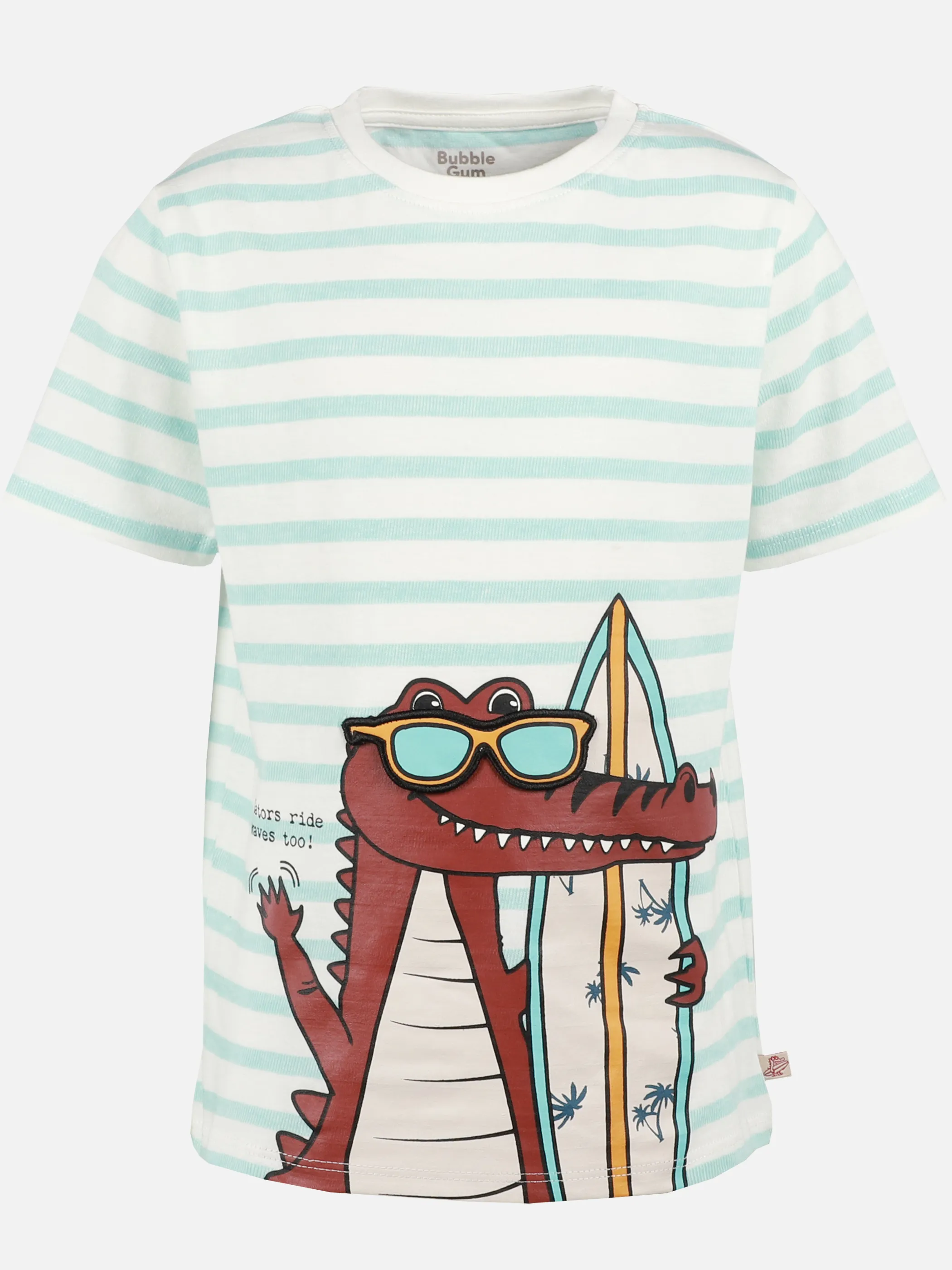 Bubble Gum KJ T-Shirt mit dino print in weiß/blau gestreift Weiß 908873 WEIßBLAU 1