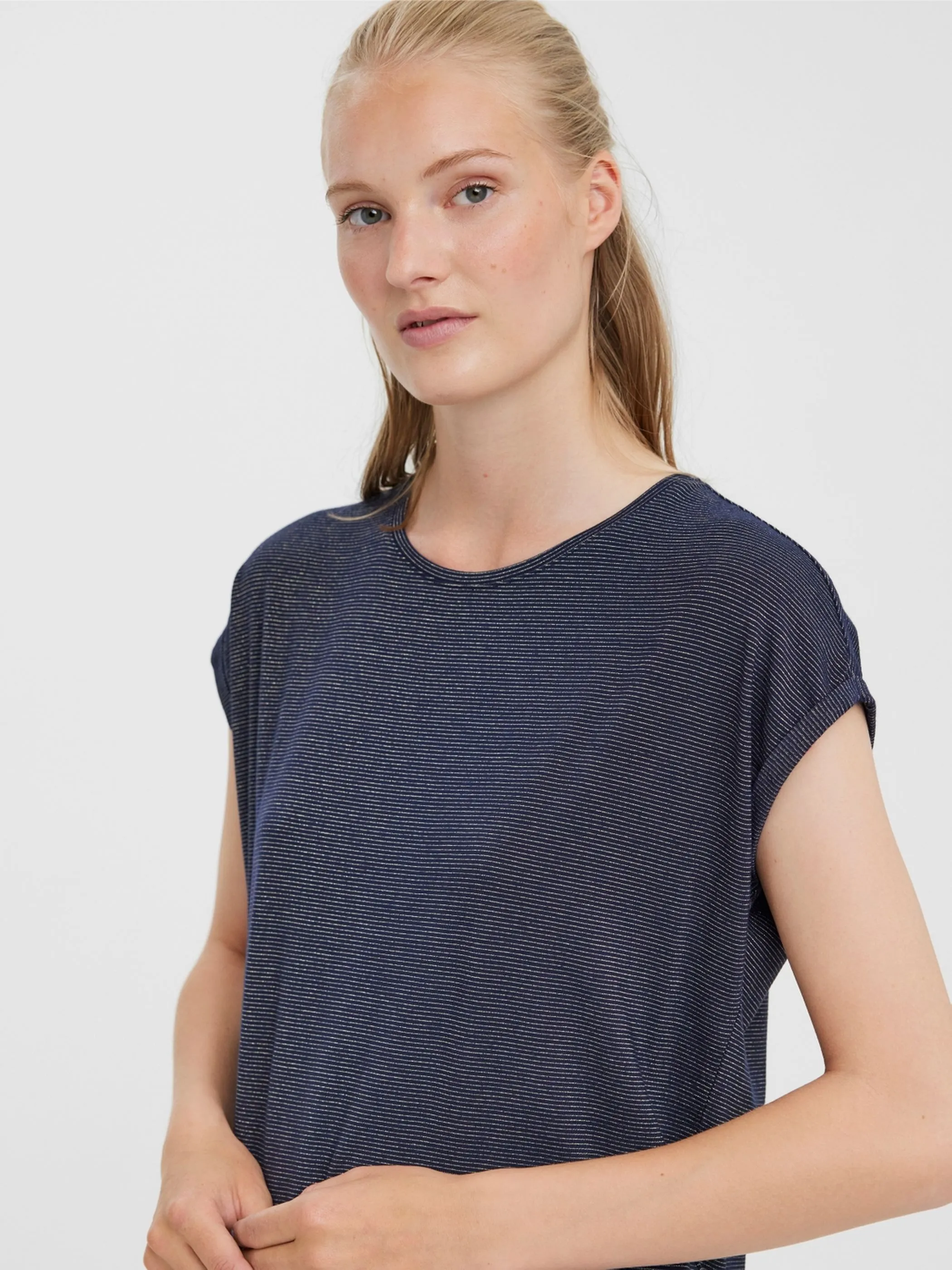 Vero Moda 10250488 VMLAVA PLAIN SS TOP L Blau 852566 188780003 3