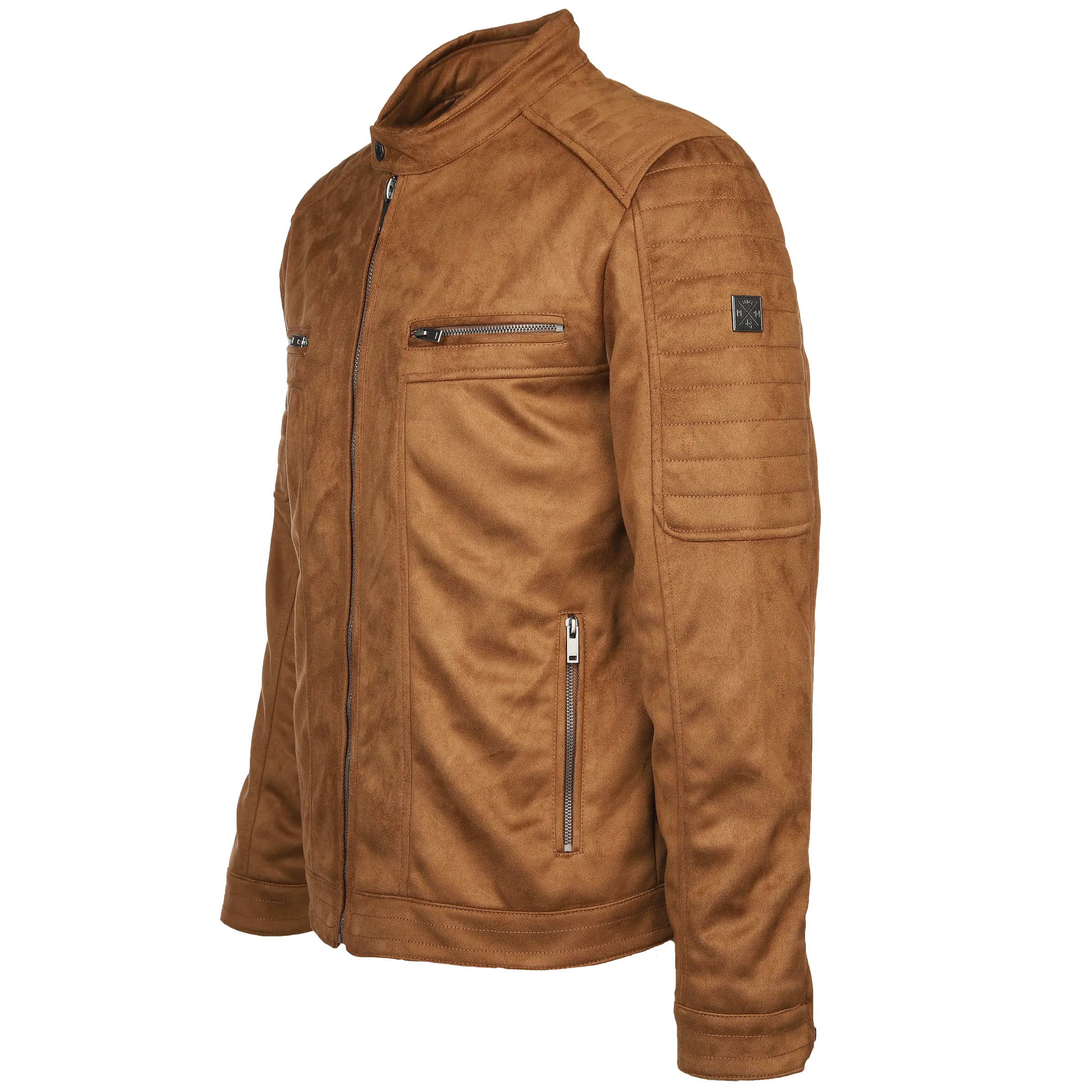 Jim Spencer He. Bikerjacke velour Braun 880521 COGNAC 3