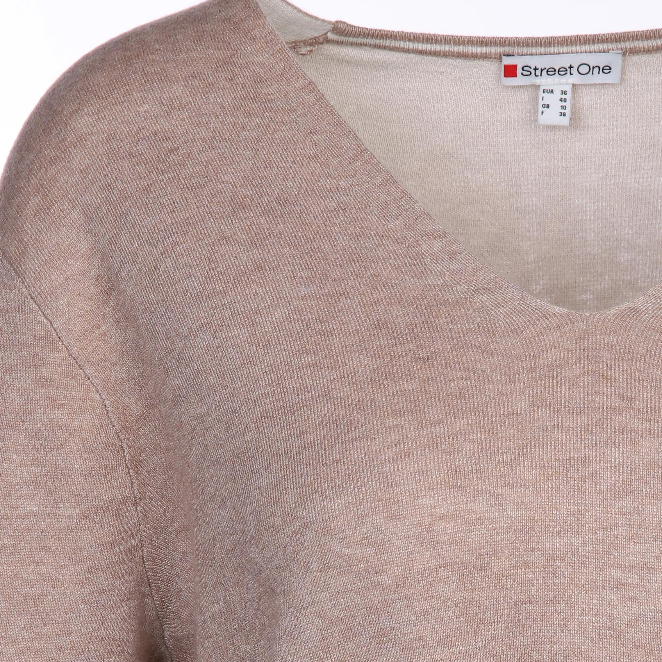 Street One A302365 LTD QR v-neck doubleface sweat Beige 884740 24960 3