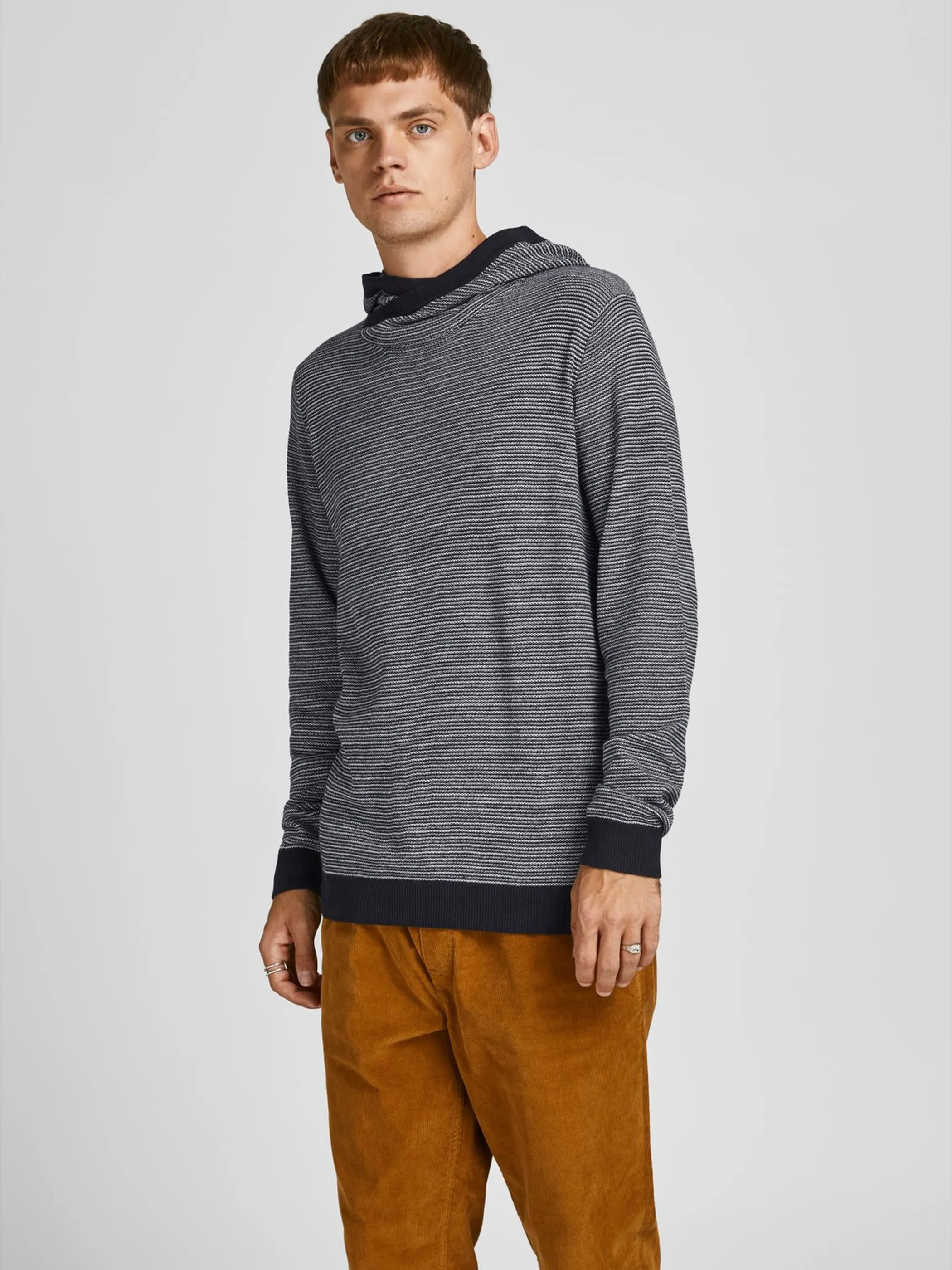 Jack Jones 12190230 JJSTEVE KNIT HOOD Blau 854386 175876001 2