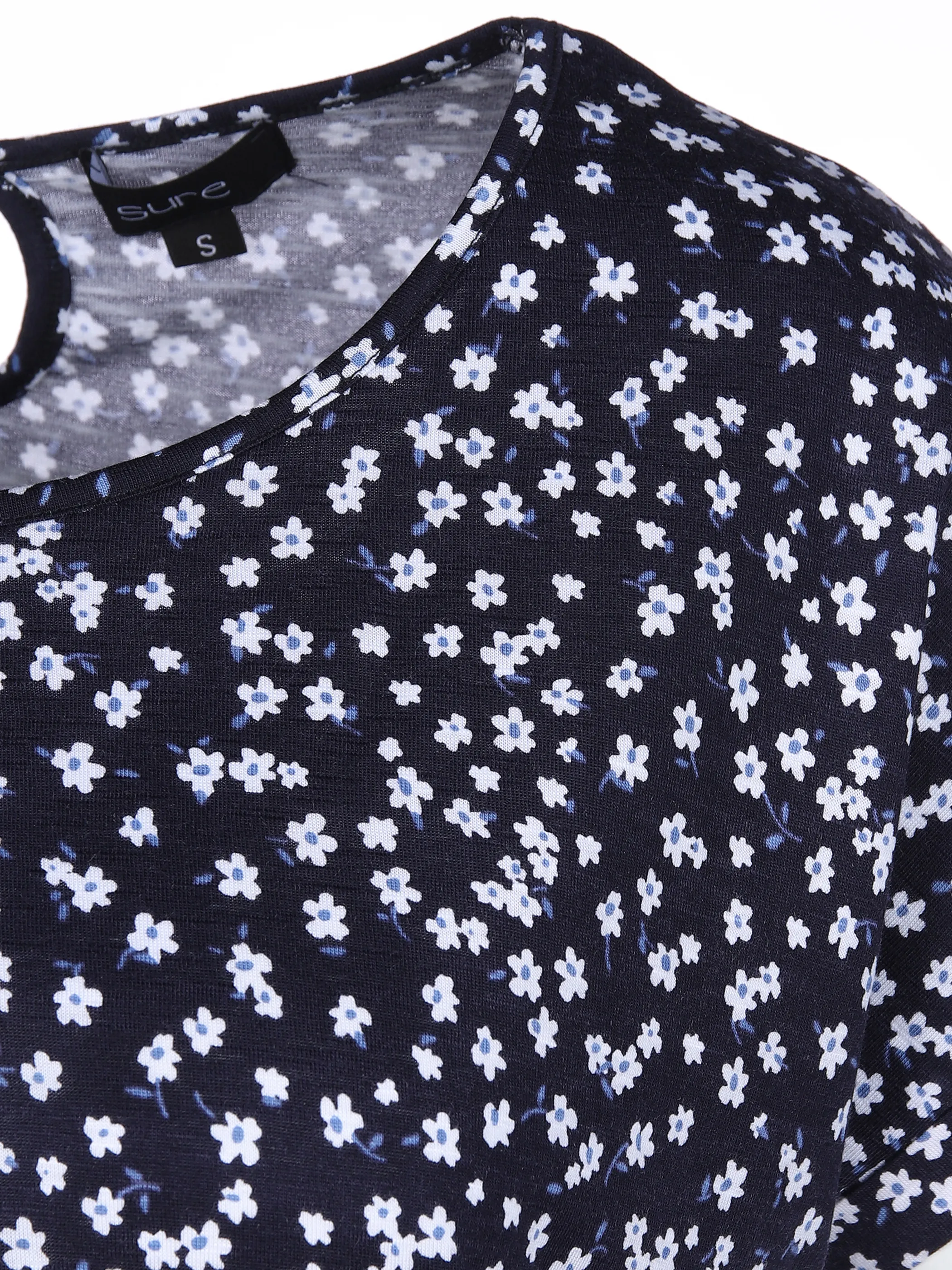 Sure Da-Shirt m. Alloverprint Blau 862275 NAVY 3