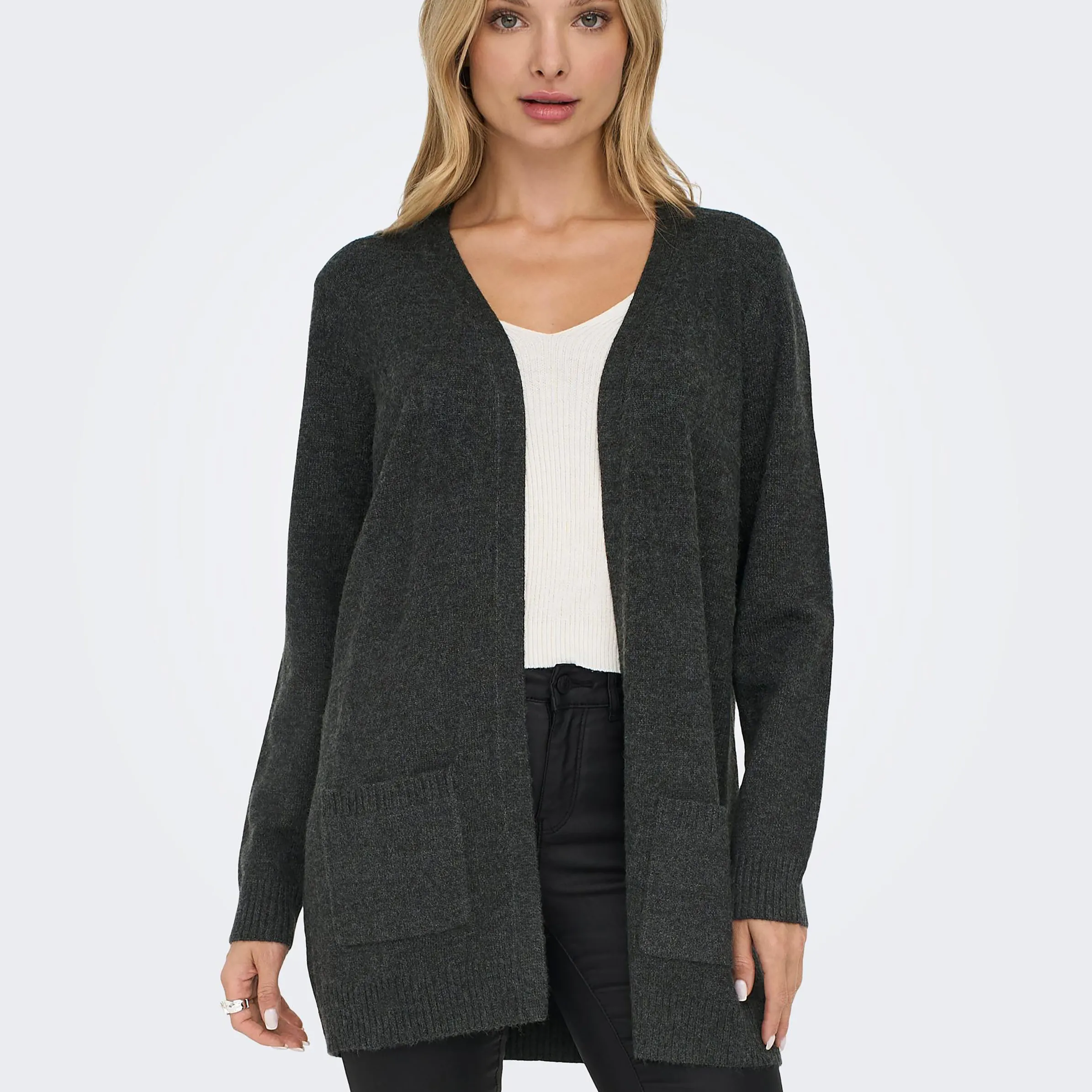 Only 15174274 ONLLESLY L/S OPEN CAR Grau 827401 179074001 4 Only 15174274 ONLLESLY L/S OPEN CAR Grau 827401 179074001 4